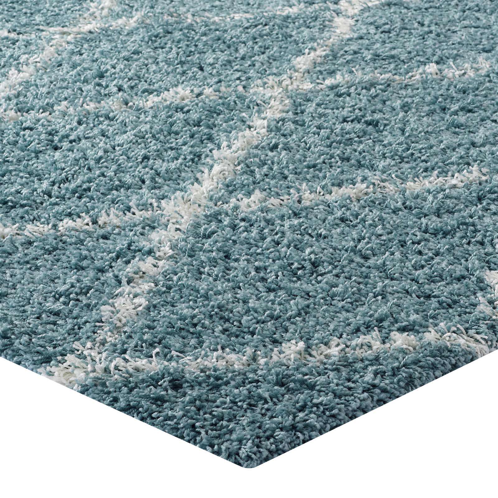 Toryn Diamond Lattice Shag Area Rug - East Shore Modern Home Furnishings