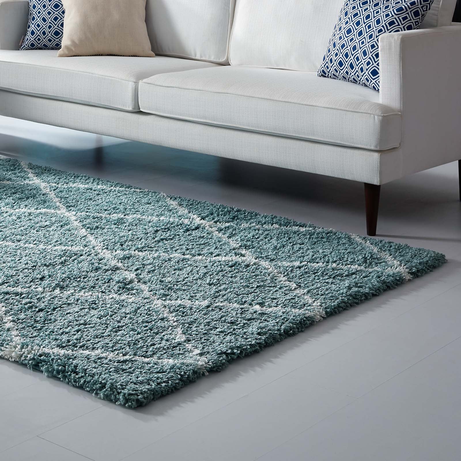 Toryn Diamond Lattice Shag Area Rug - East Shore Modern Home Furnishings