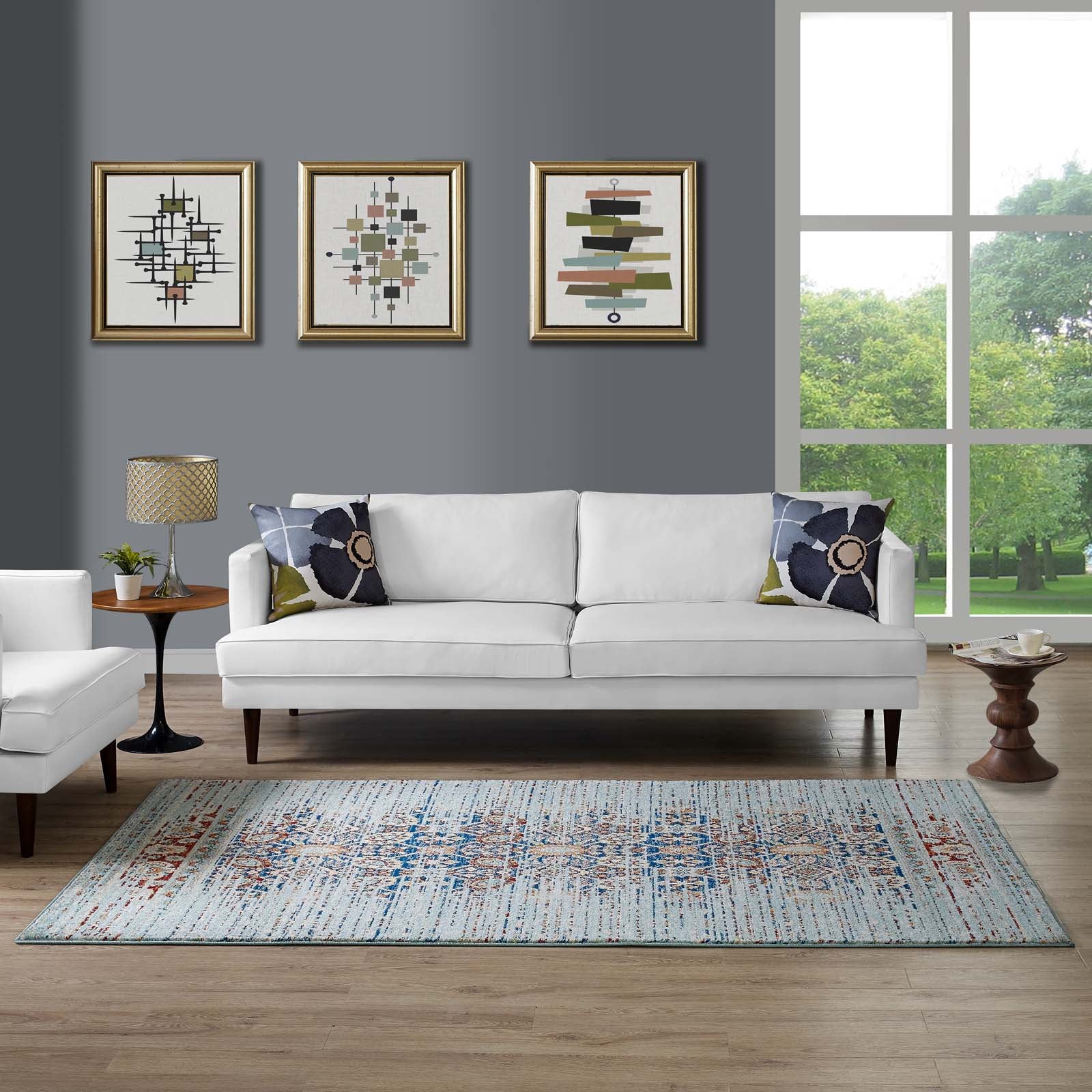 Naria Distressed Persian Medallion Area Rug - East Shore Modern Home Furnishings