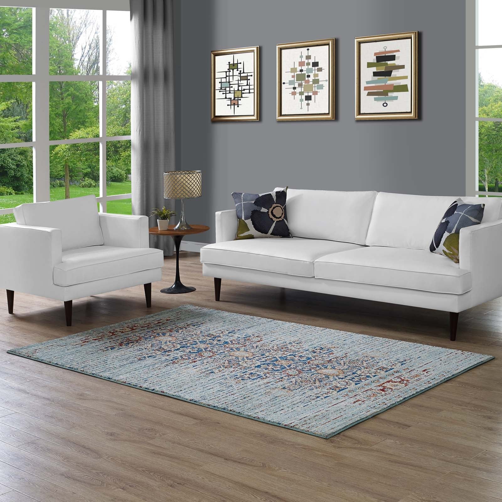 Naria Distressed Persian Medallion Area Rug - East Shore Modern Home Furnishings