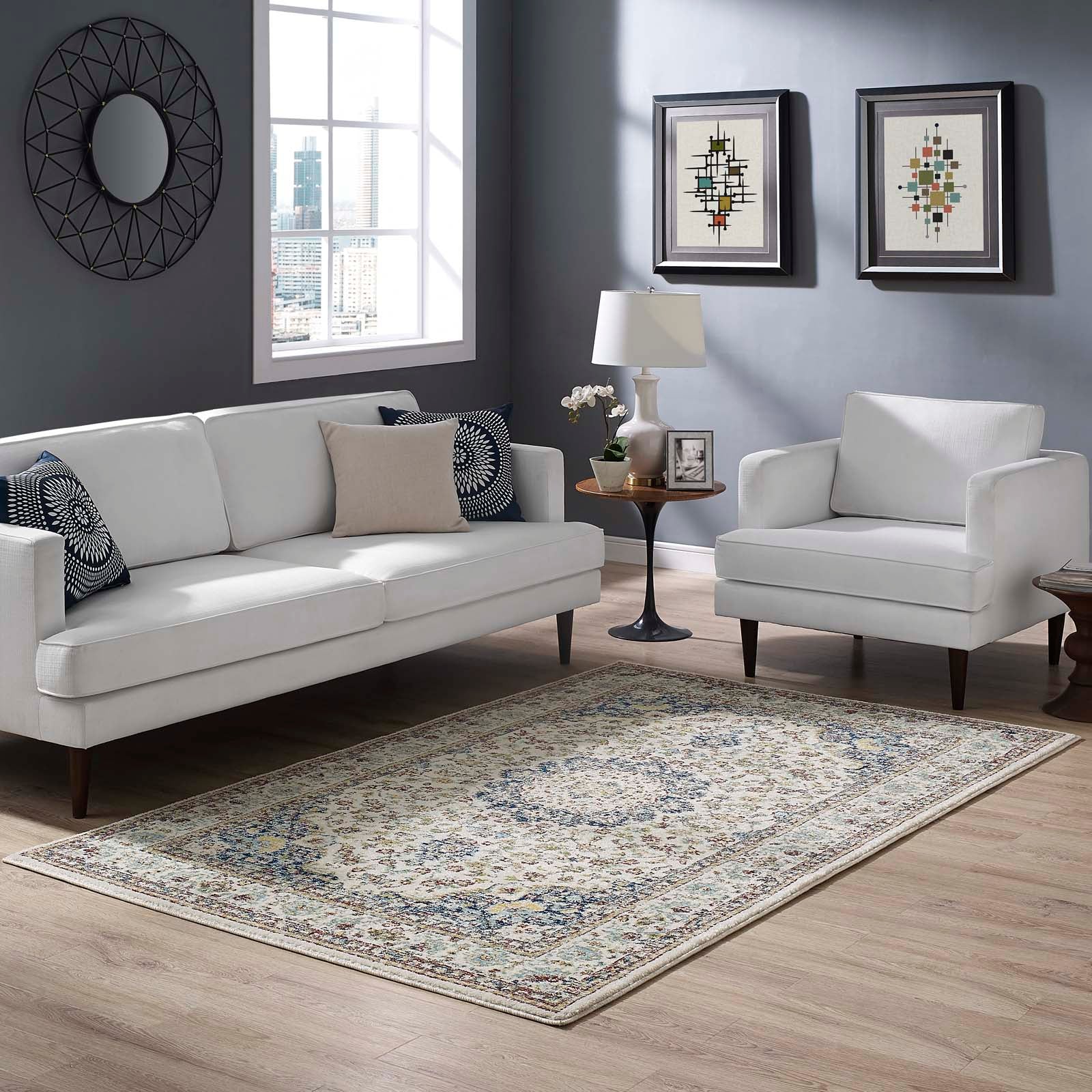 Meryam Distressed Persian Medallion 5x8 Area Rug - East Shore Modern Home Furnishings