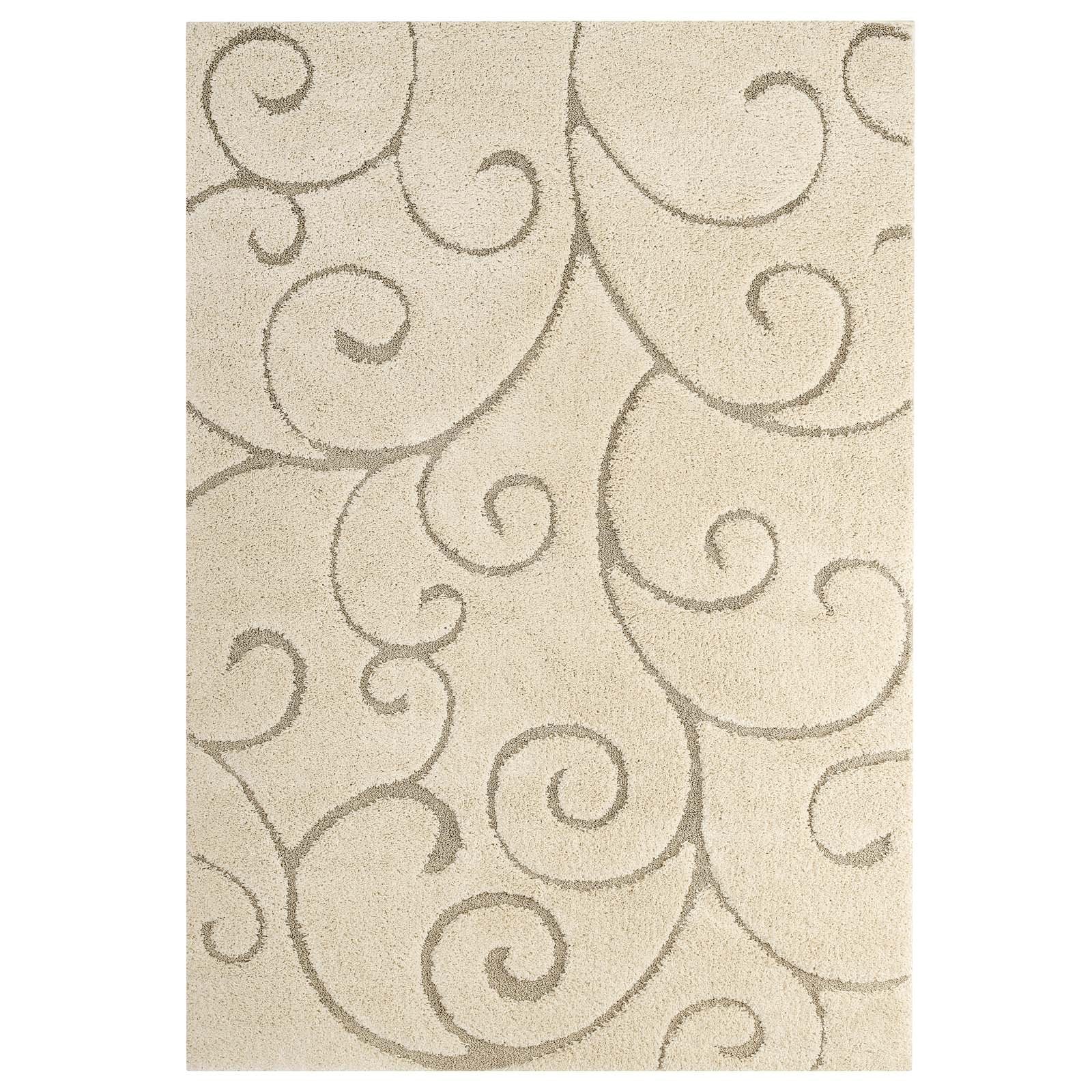 Jubilant Burgeon Scrolling Vine 5x8 Shag Area Rug - East Shore Modern Home Furnishings