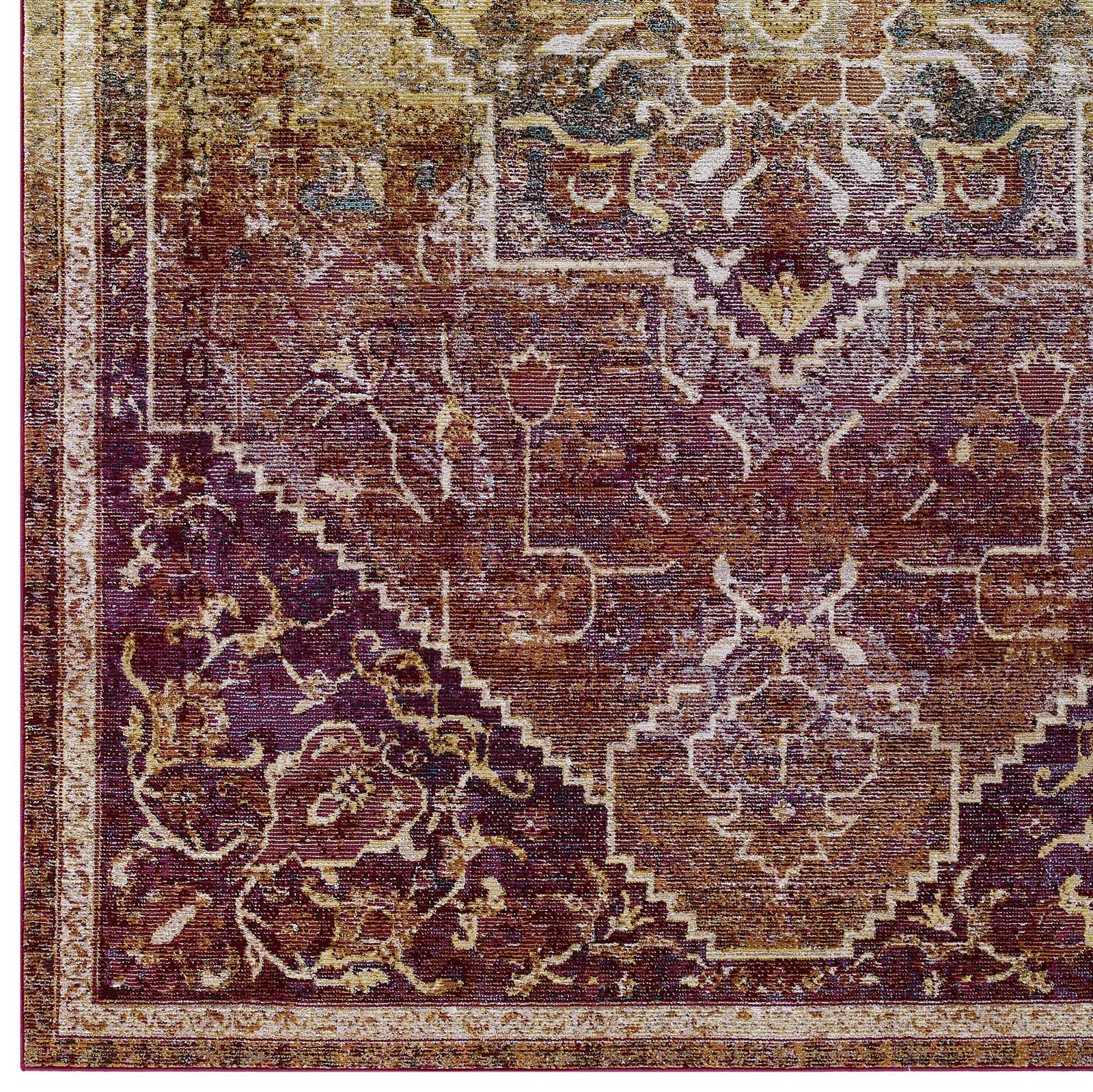 Success Kaede Transitional Distressed Vintage Floral Persian Medallion 5x8 Area Rug - East Shore Modern Home Furnishings