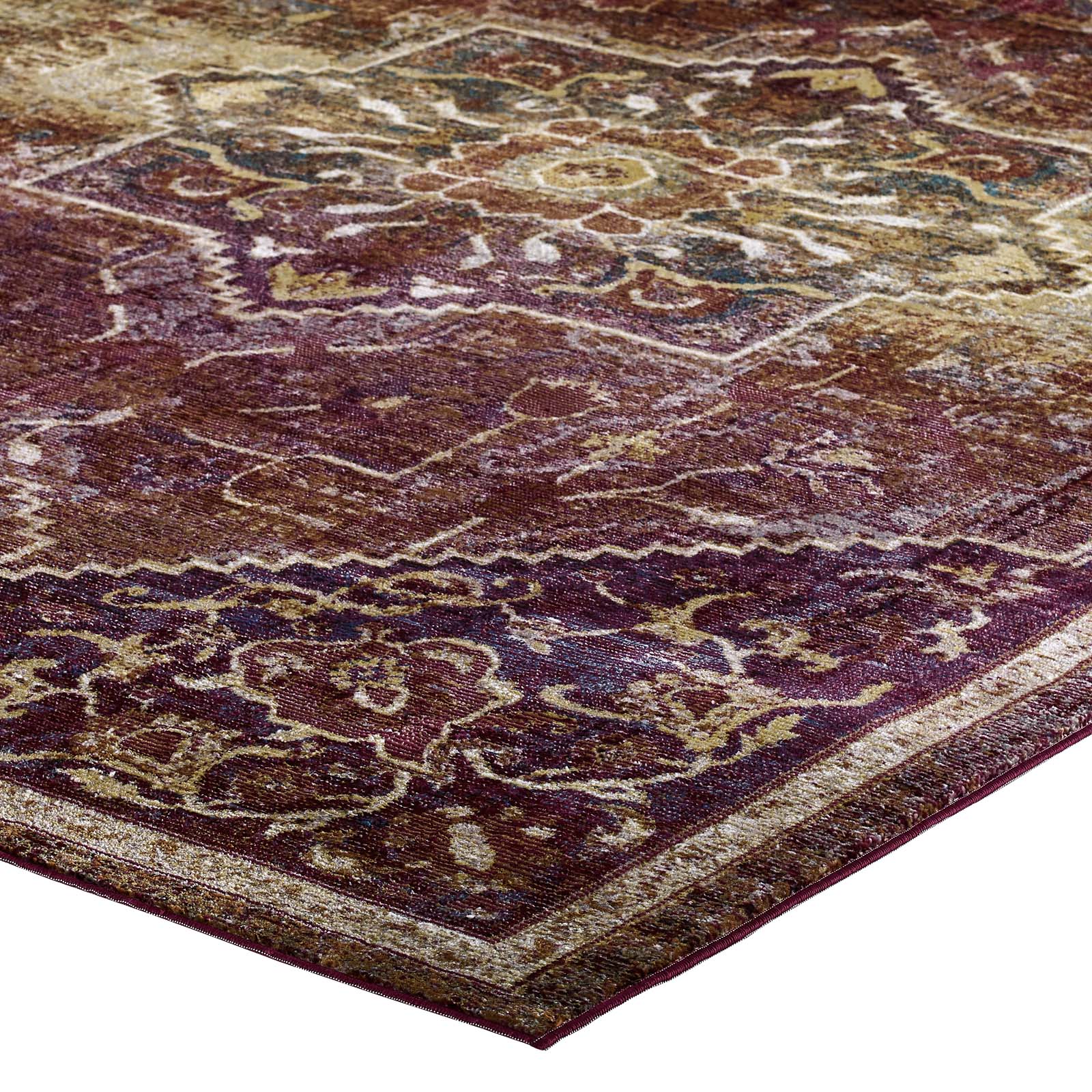 Success Kaede Transitional Distressed Vintage Floral Persian Medallion 5x8 Area Rug - East Shore Modern Home Furnishings