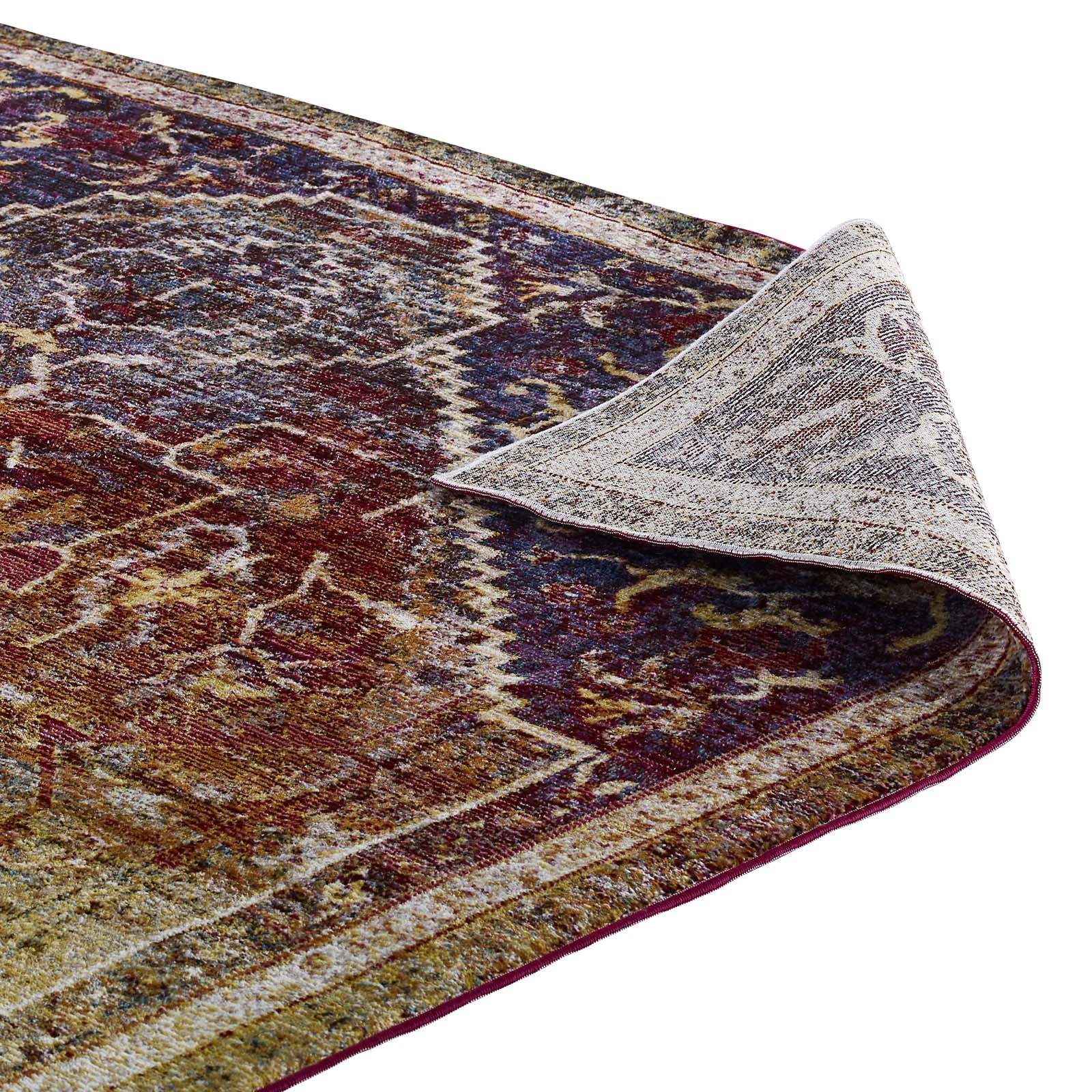 Success Kaede Transitional Distressed Vintage Floral Persian Medallion 8x10 Area Rug - East Shore Modern Home Furnishings