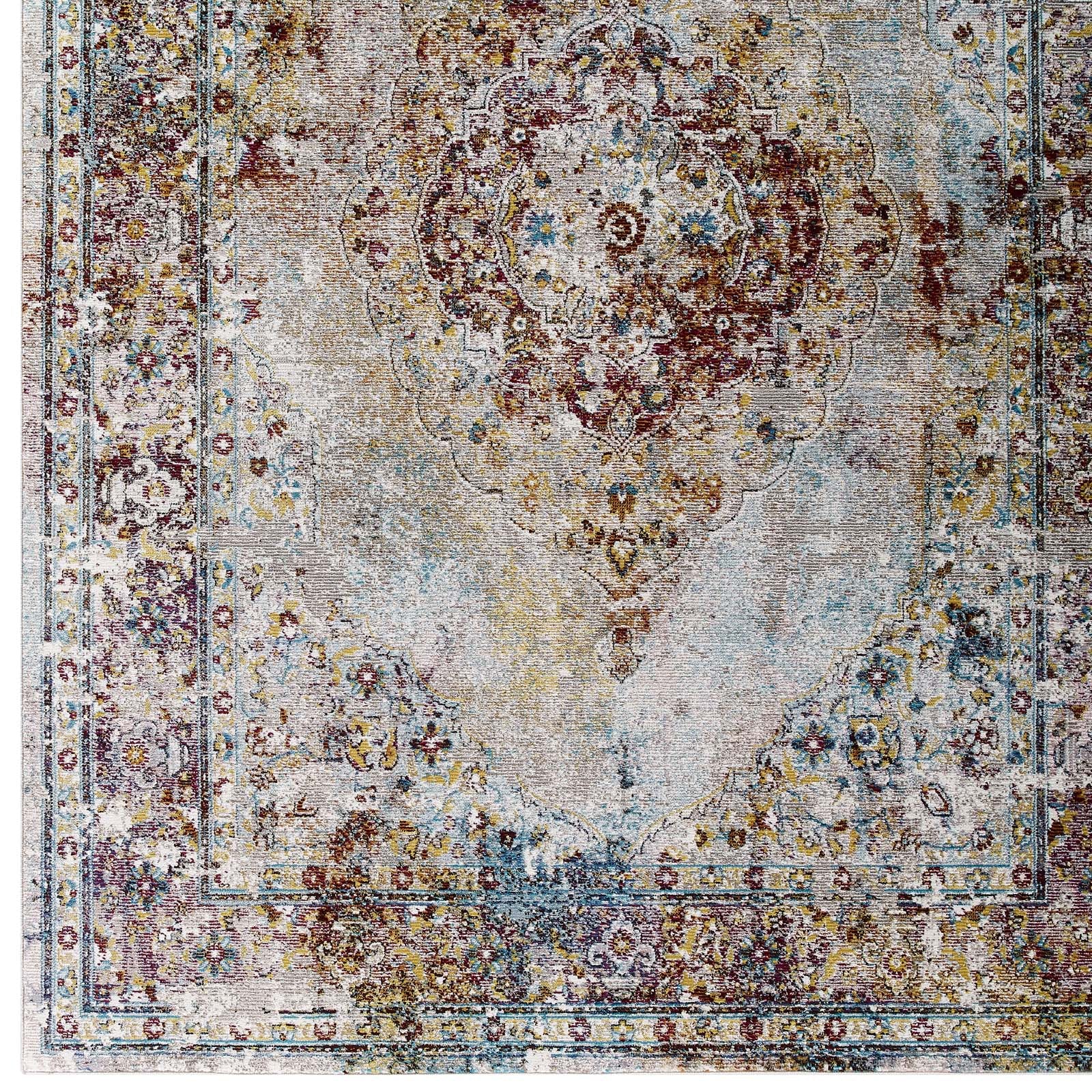 Success Merritt Transitional Distressed Floral Persian Medallion  5x8 Area Rug - East Shore Modern Home Furnishings