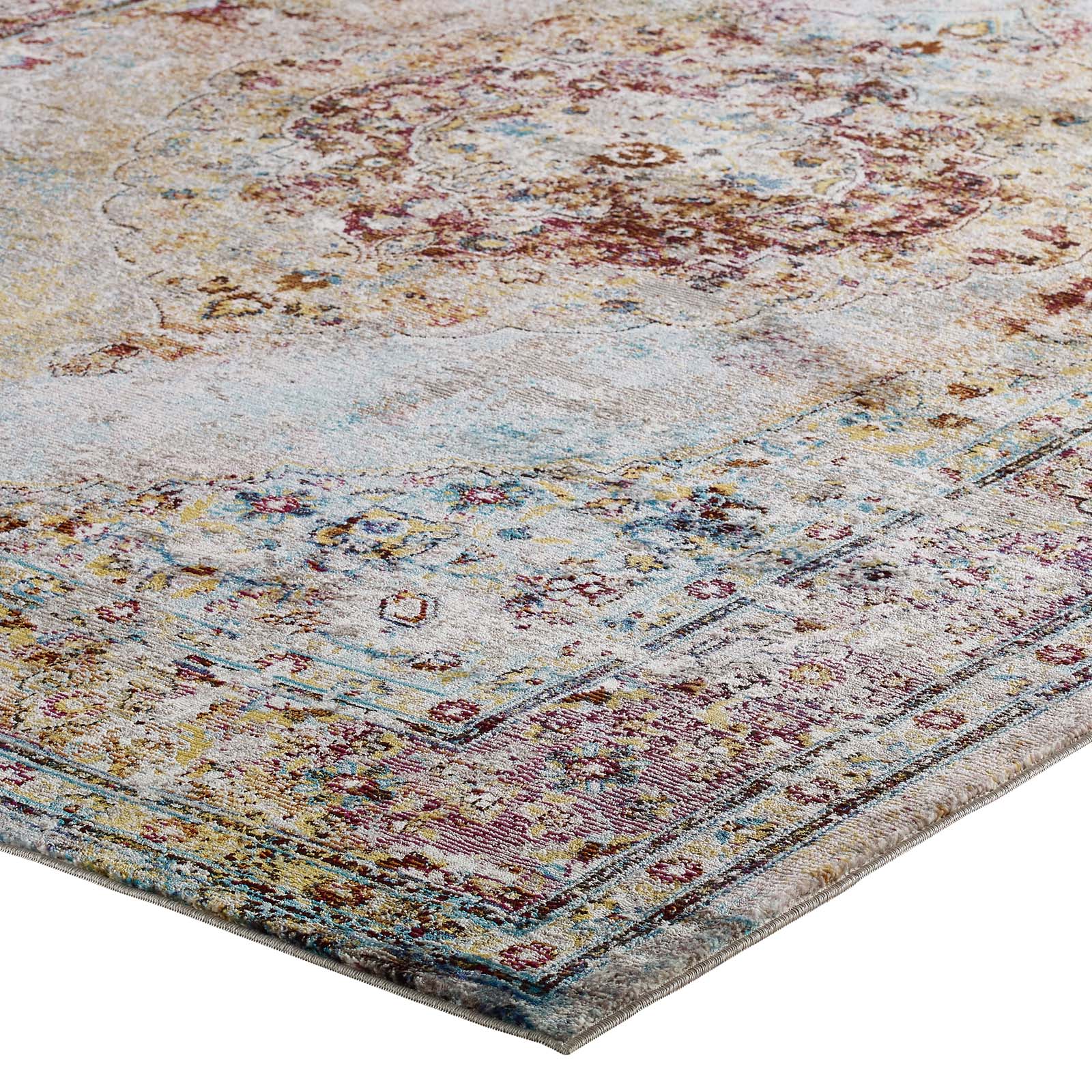 Success Merritt Transitional Distressed Floral Persian Medallion  5x8 Area Rug - East Shore Modern Home Furnishings