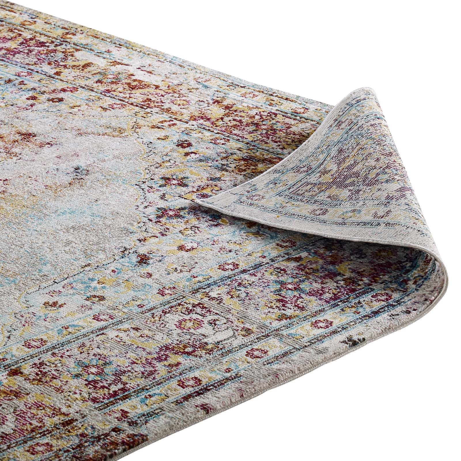 Success Merritt Transitional Distressed Floral Persian Medallion  5x8 Area Rug - East Shore Modern Home Furnishings