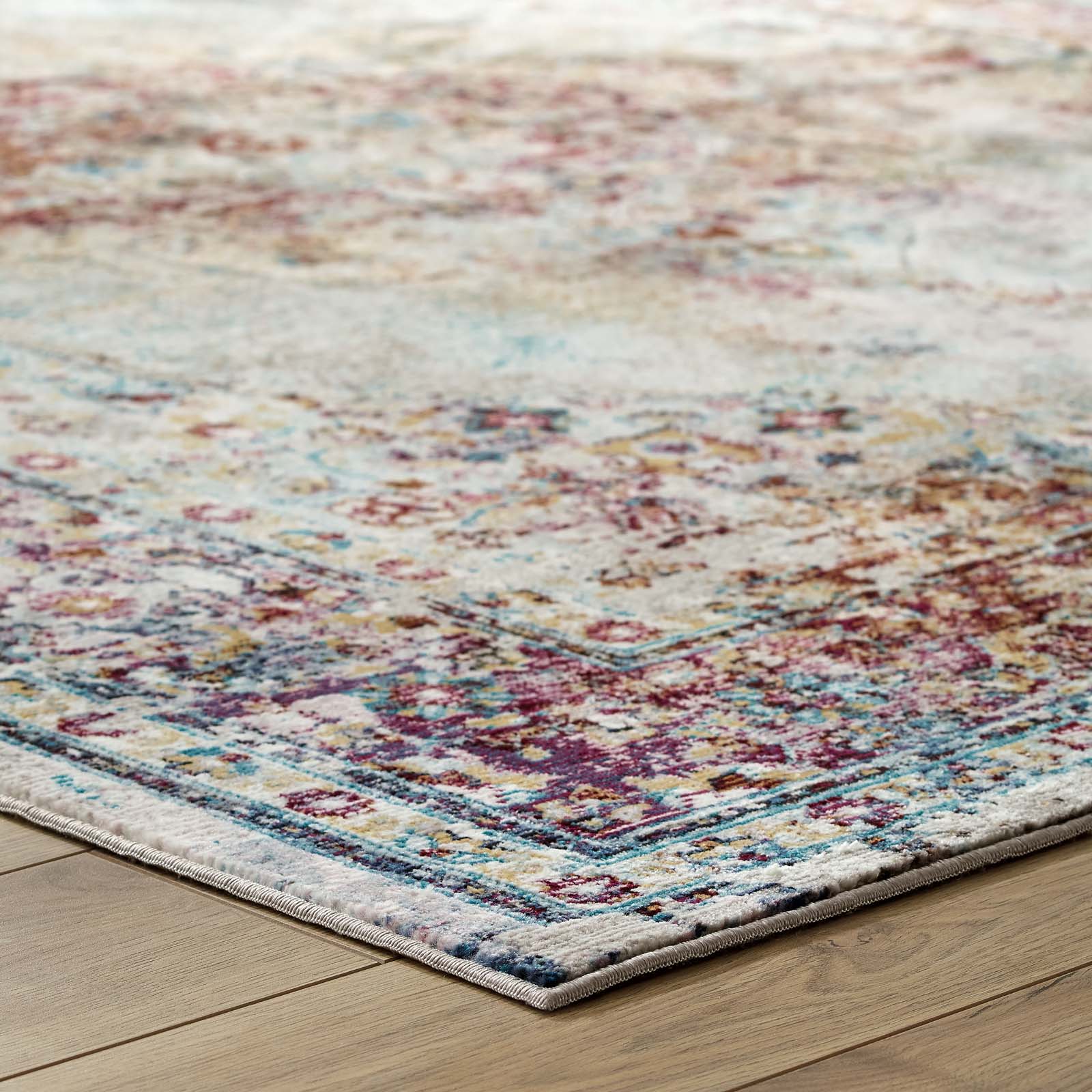 Success Merritt Transitional Distressed Floral Persian Medallion  5x8 Area Rug - East Shore Modern Home Furnishings