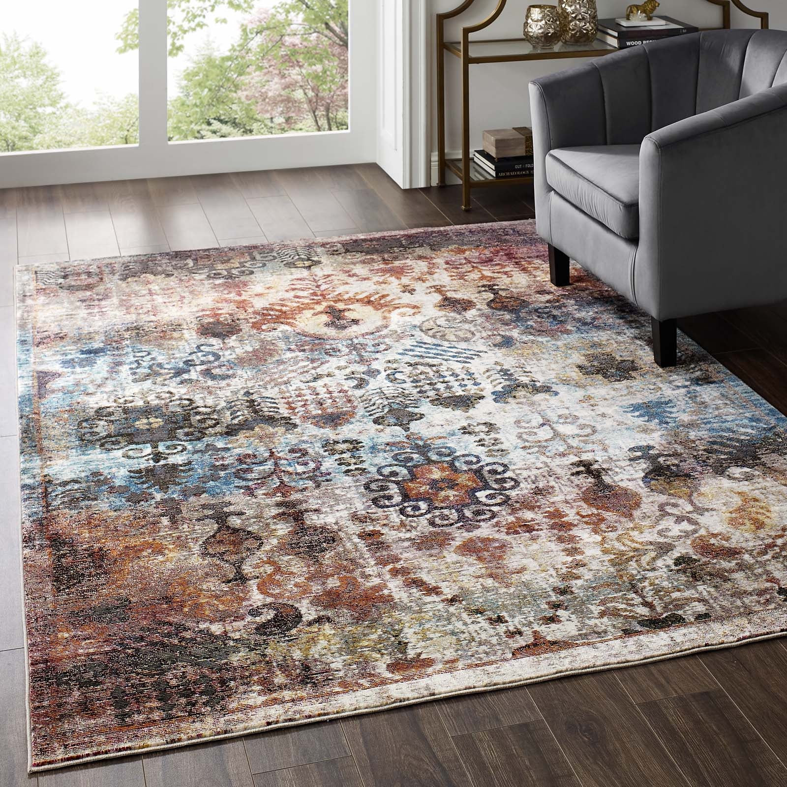 Success Tahira Transitional Distressed Vintage Floral Moroccan Trellis 5x8 Area Rug - East Shore Modern Home Furnishings