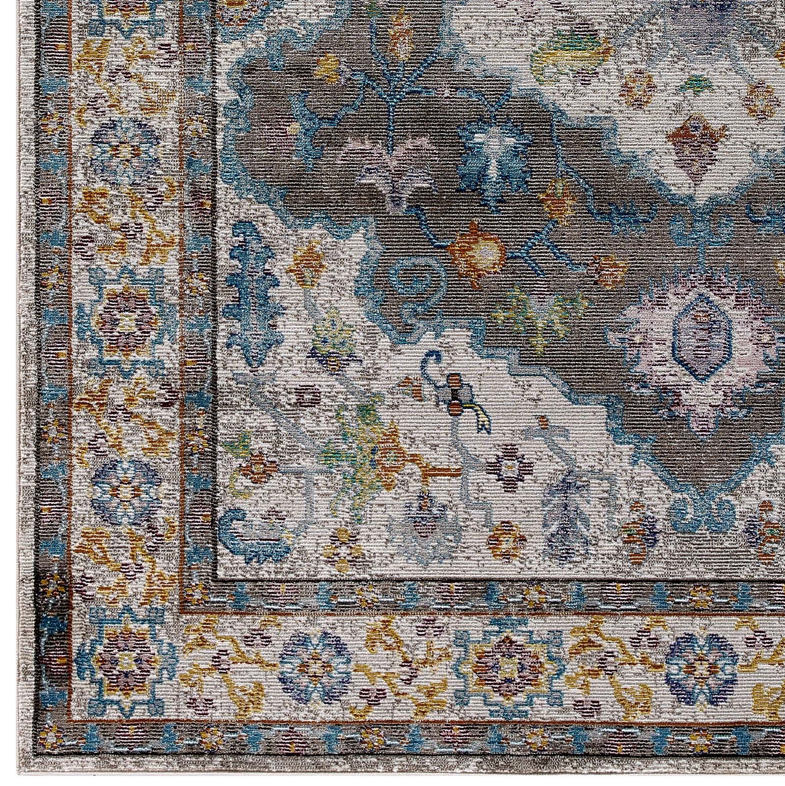 Success Anisah Distressed Floral Persian Medallion 4x6 Area Rug - East Shore Modern Home Furnishings