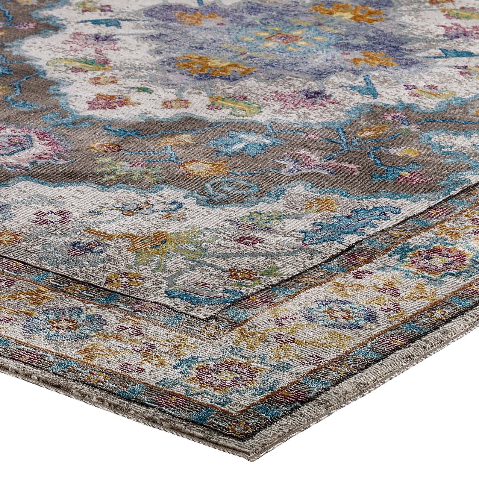 Success Anisah Distressed Floral Persian Medallion 4x6 Area Rug - East Shore Modern Home Furnishings