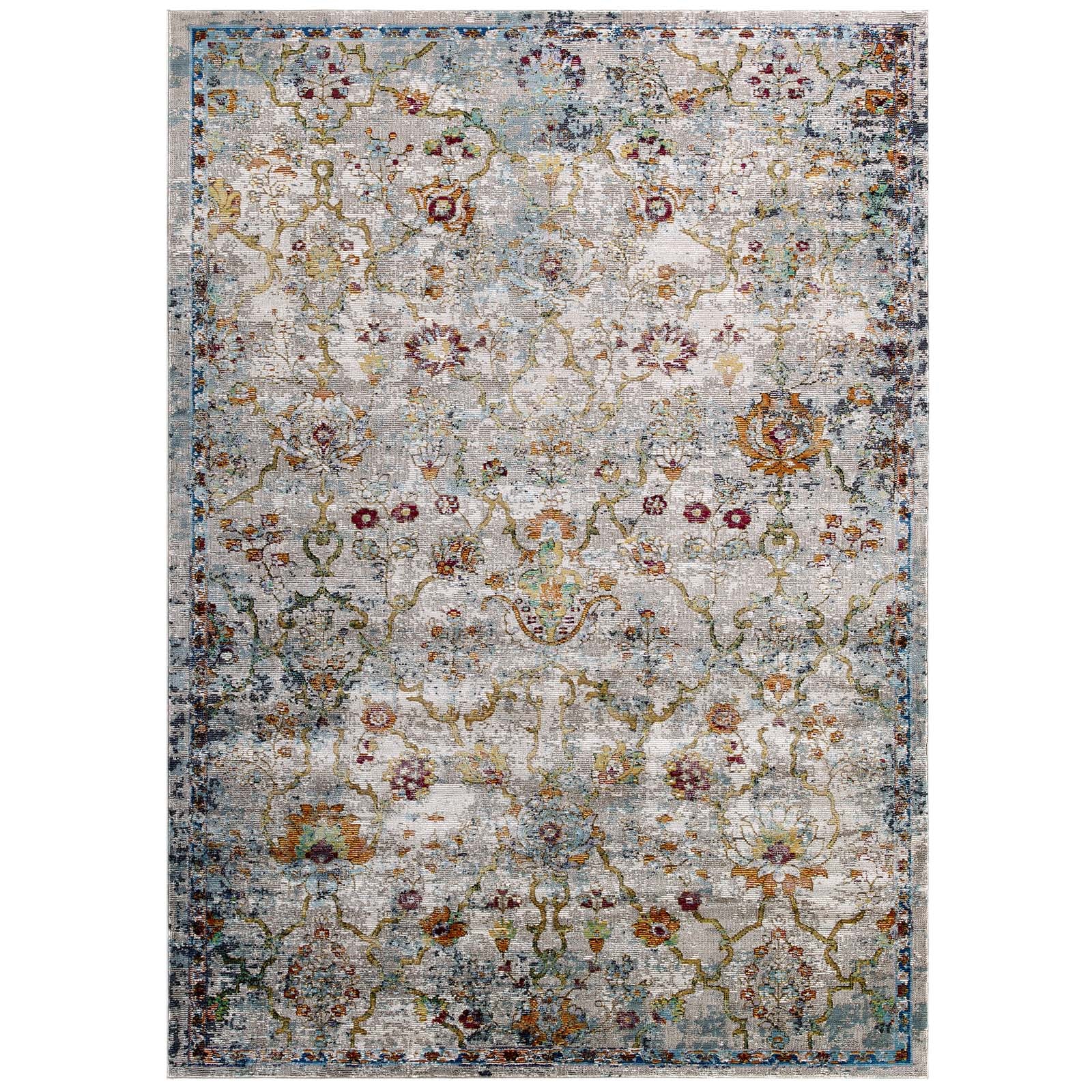 Success Manuka Distressed Vintage Floral Lattice 4x6 Area Rug - East Shore Modern Home Furnishings