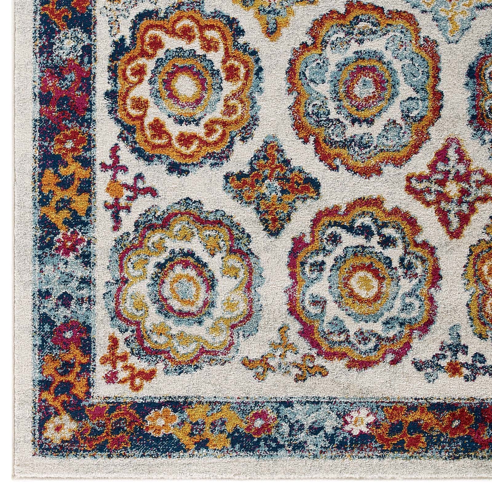 Entourage Odile Distressed Floral Moroccan Trellis Area Rug - East Shore Modern Home Furnishings