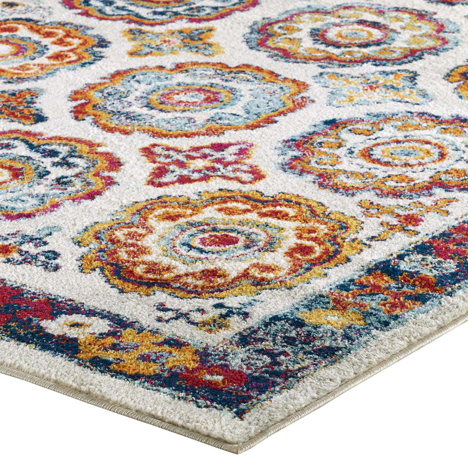 Entourage Odile Distressed Floral Moroccan Trellis Area Rug - East Shore Modern Home Furnishings