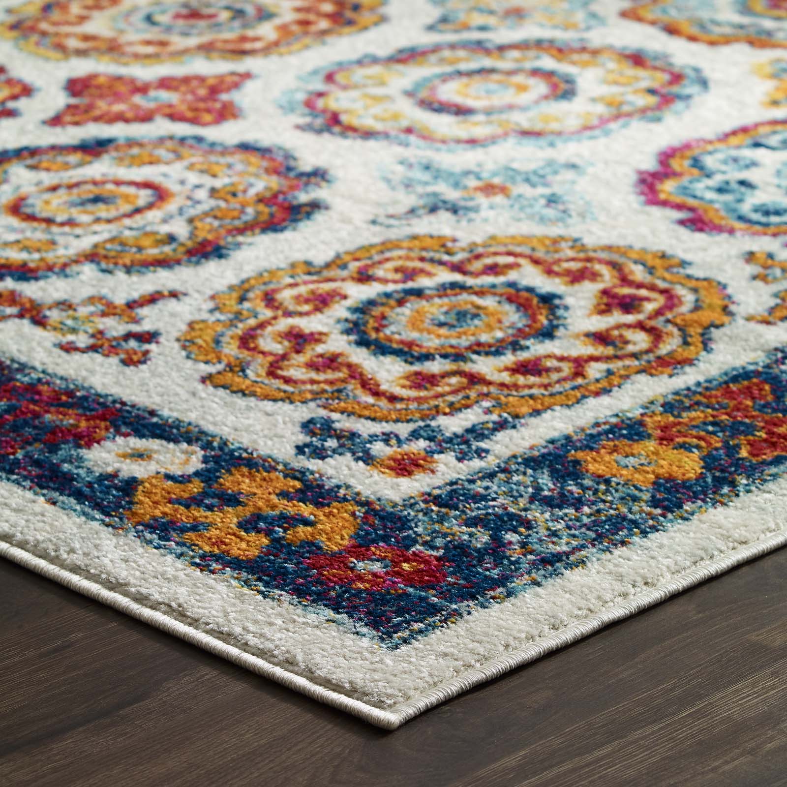 Entourage Odile Distressed Floral Moroccan Trellis Area Rug - East Shore Modern Home Furnishings