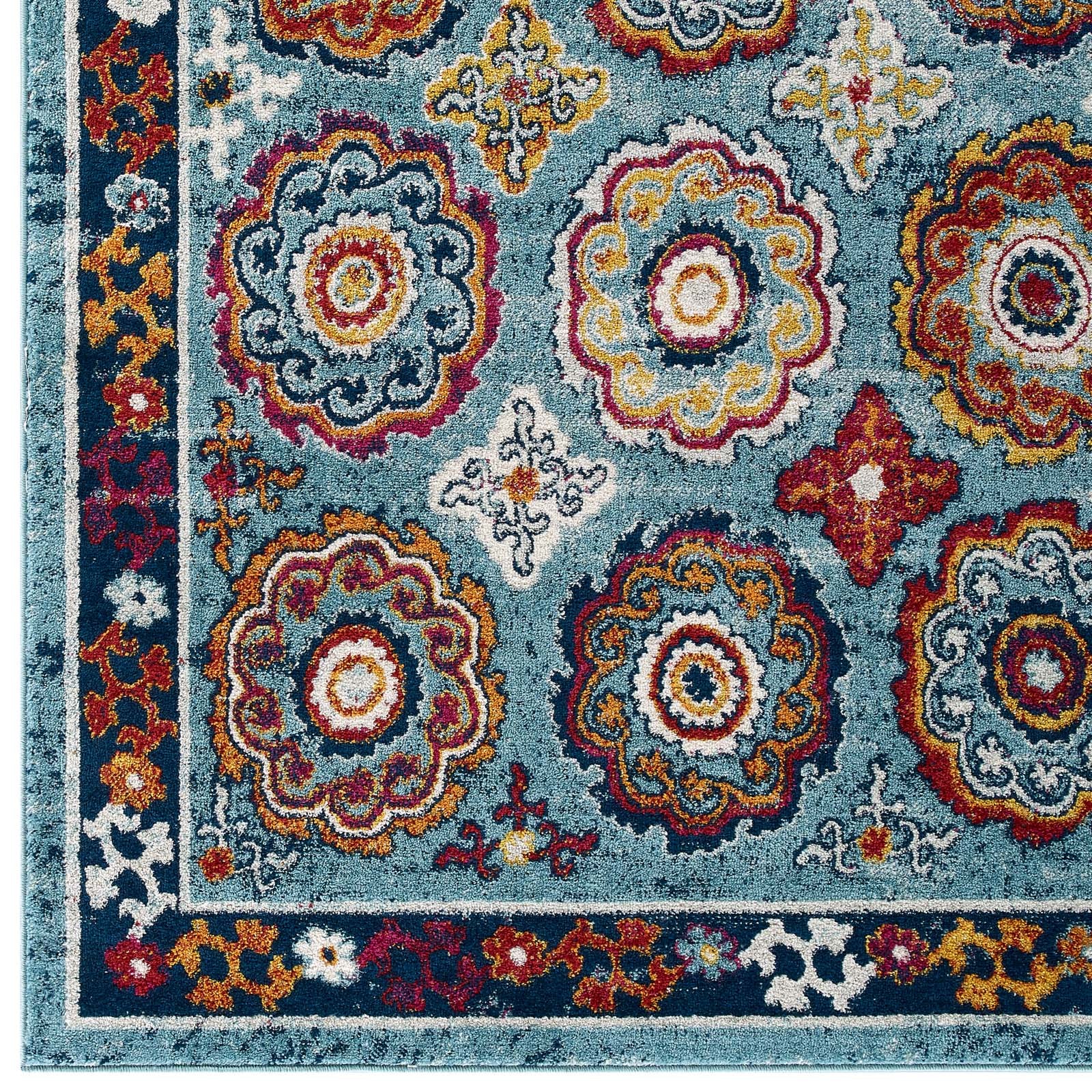 Entourage Odile Distressed Floral Moroccan Trellis Area Rug - East Shore Modern Home Furnishings