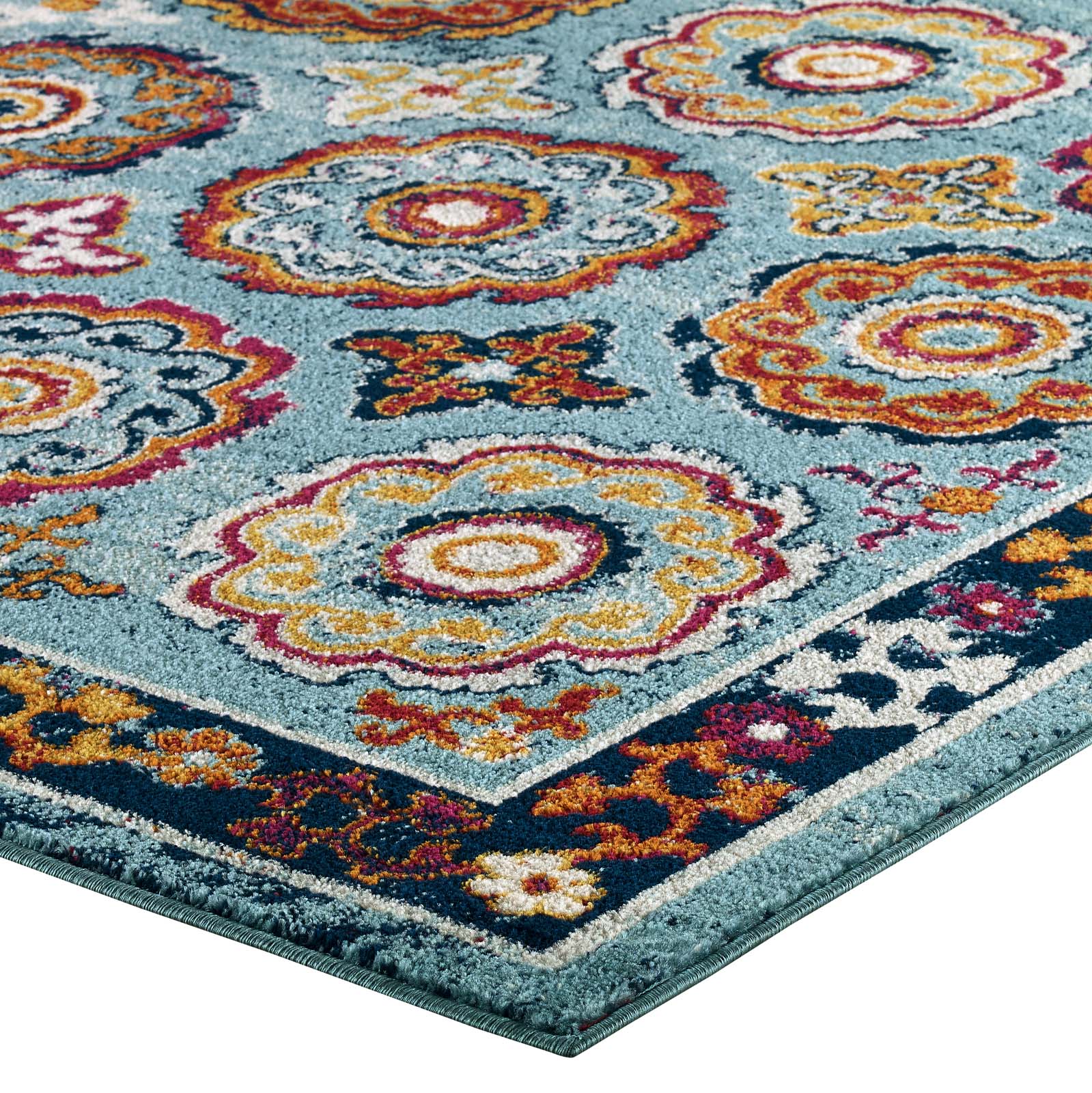 Entourage Odile Distressed Floral Moroccan Trellis Area Rug - East Shore Modern Home Furnishings