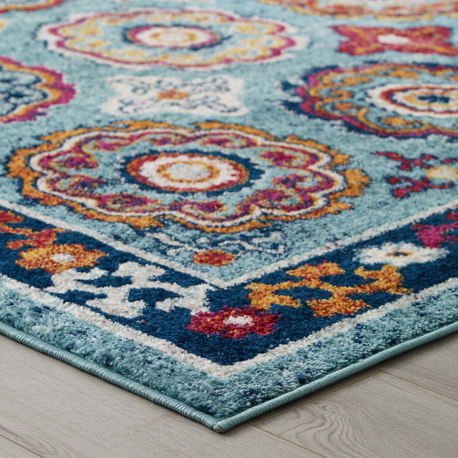 Entourage Odile Distressed Floral Moroccan Trellis Area Rug - East Shore Modern Home Furnishings