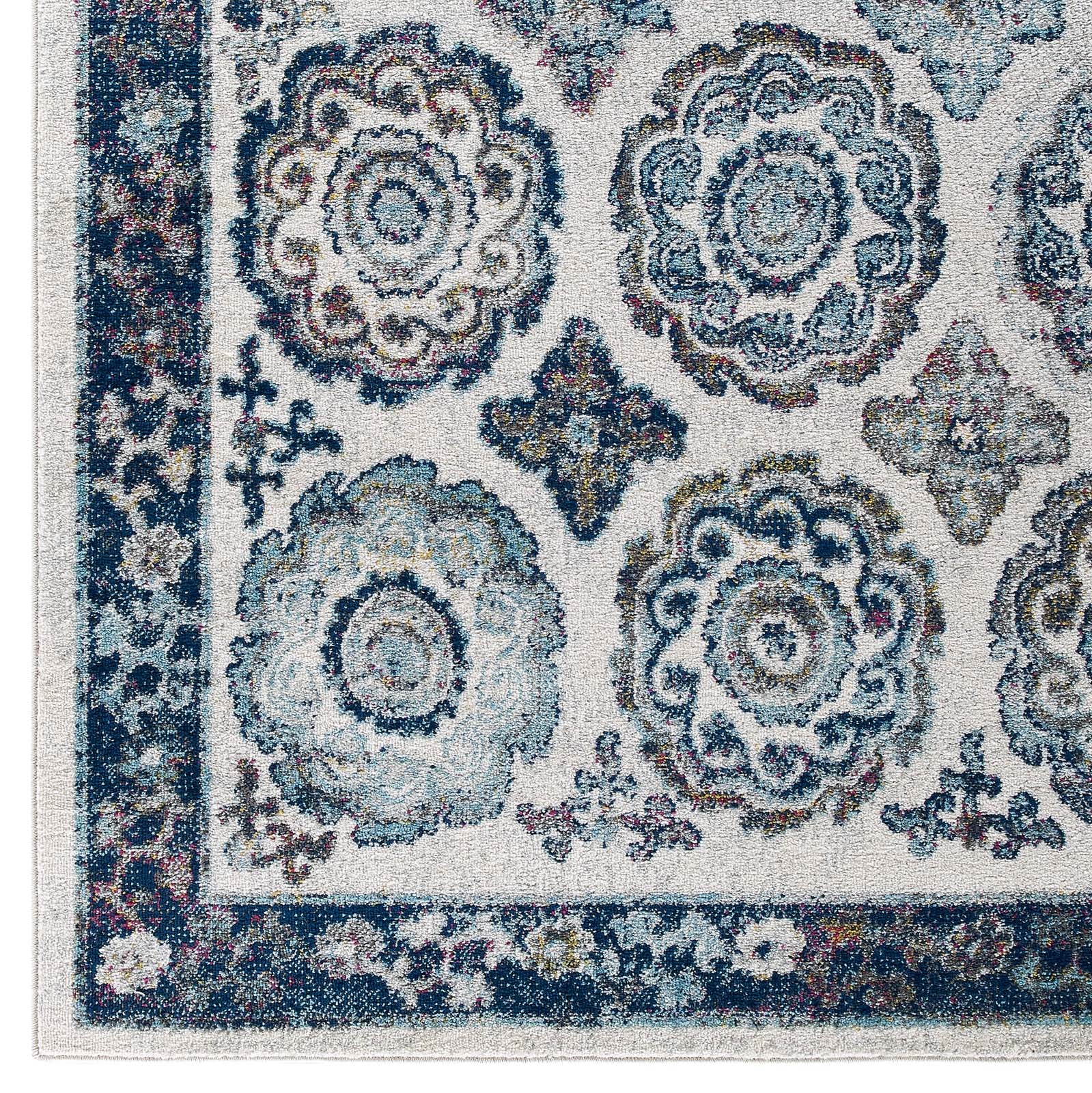 Entourage Odile Distressed Floral Moroccan Trellis Area Rug - East Shore Modern Home Furnishings