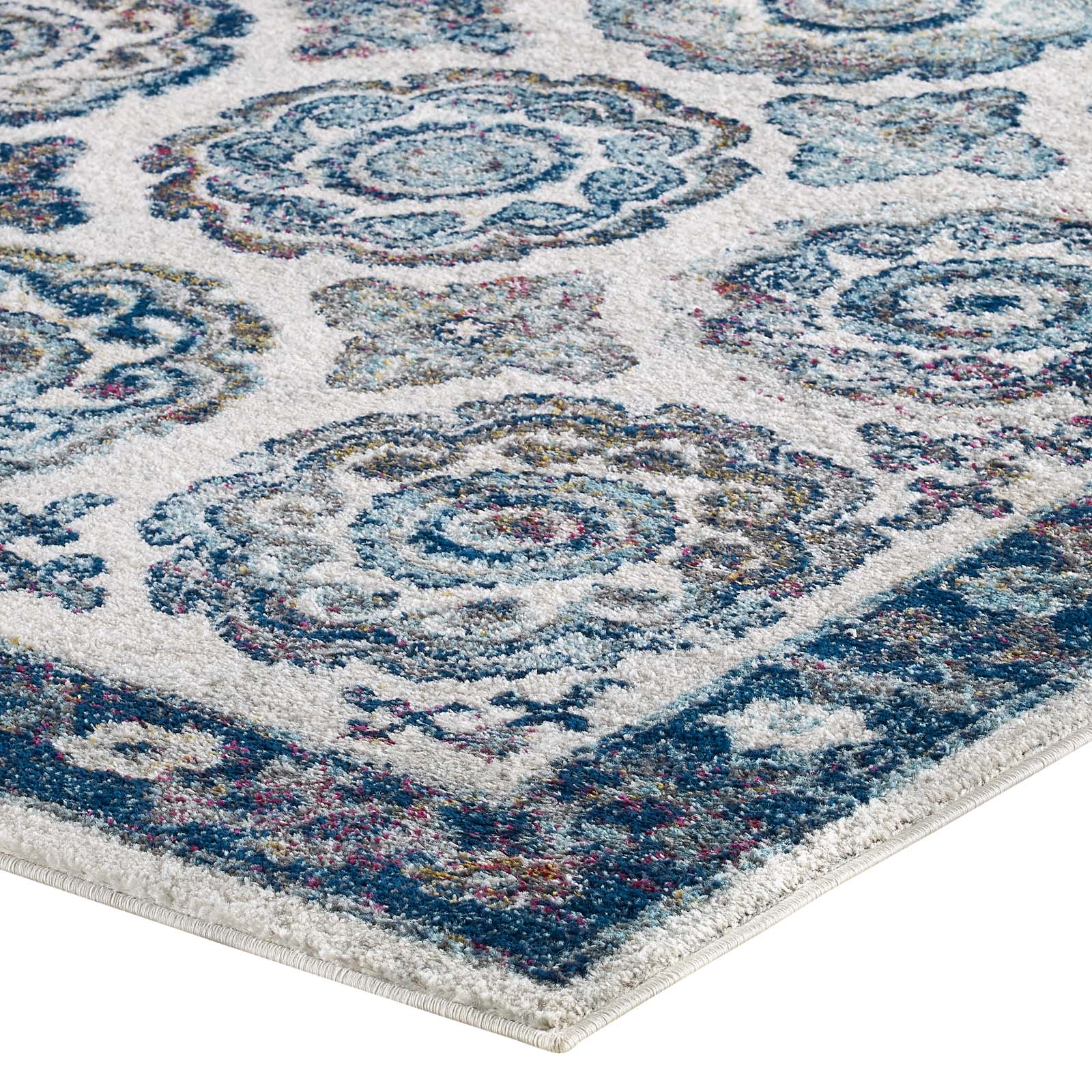 Entourage Odile Distressed Floral Moroccan Trellis Area Rug - East Shore Modern Home Furnishings