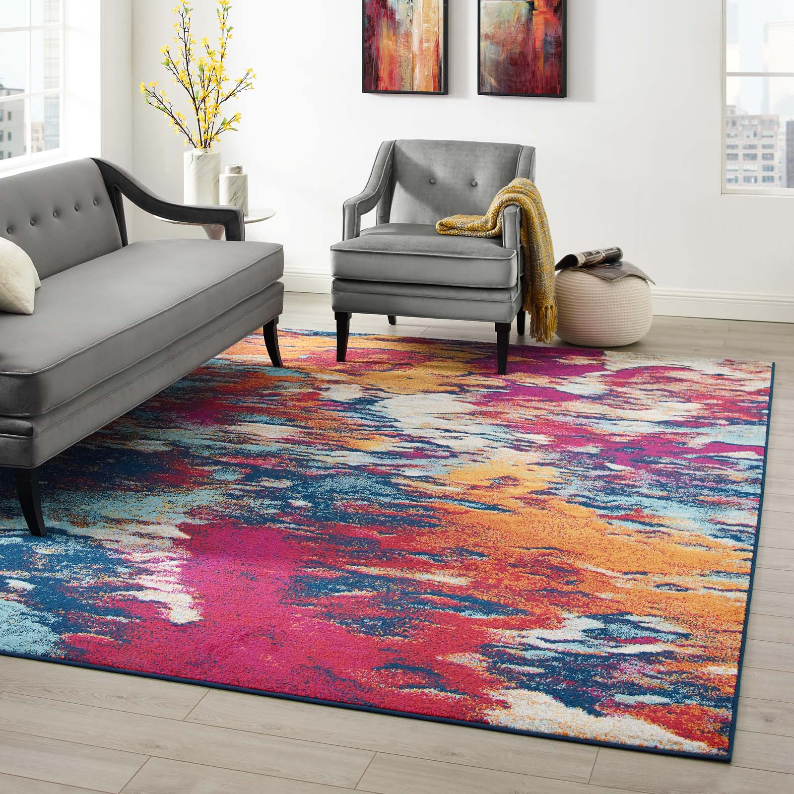 Entourage Foliage Contemporary Modern Abstract Area Rug - East Shore Modern Home Furnishings