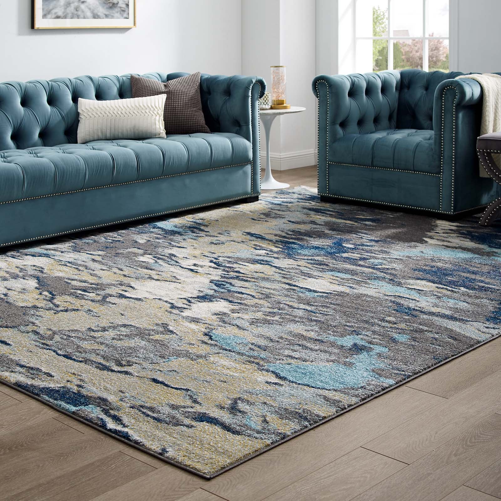 Entourage Foliage Contemporary Modern Abstract Area Rug