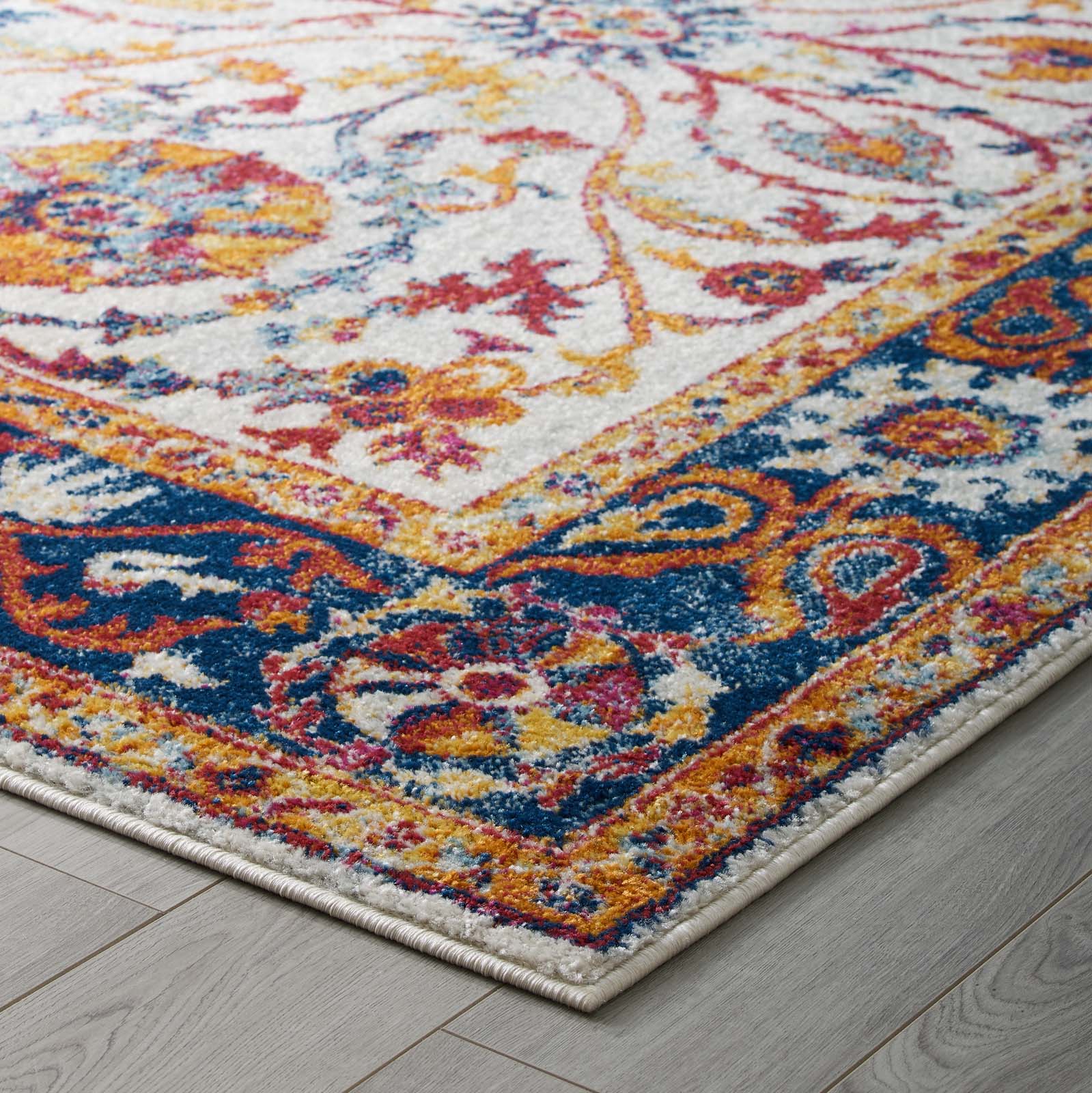 Entourage Samira Distressed Vintage Floral Persian Medallion Area Rug