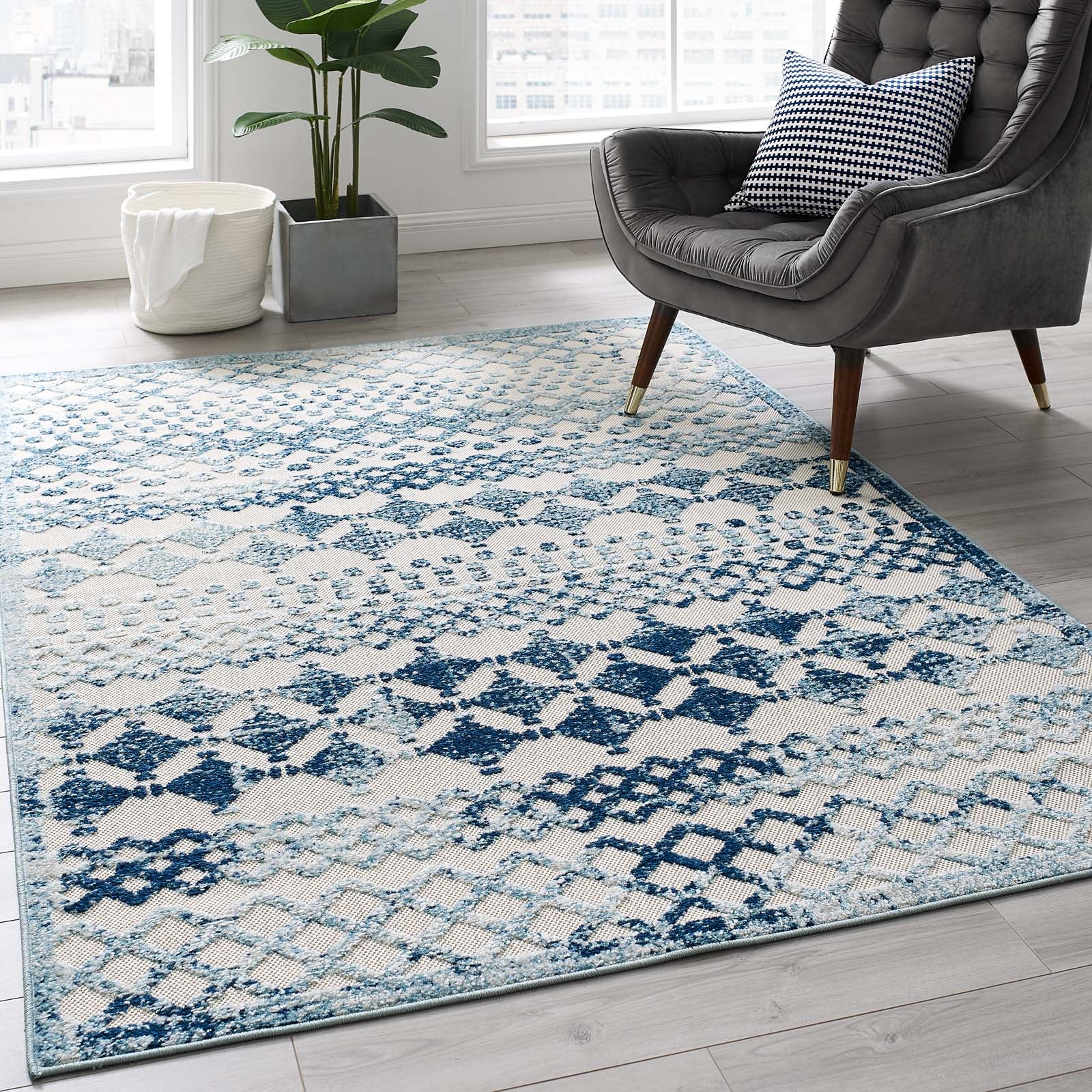 Reflect Giada Distressed Vintage Abstract Diamond Moroccan Trellis Indoor/Outdoor Area Rug