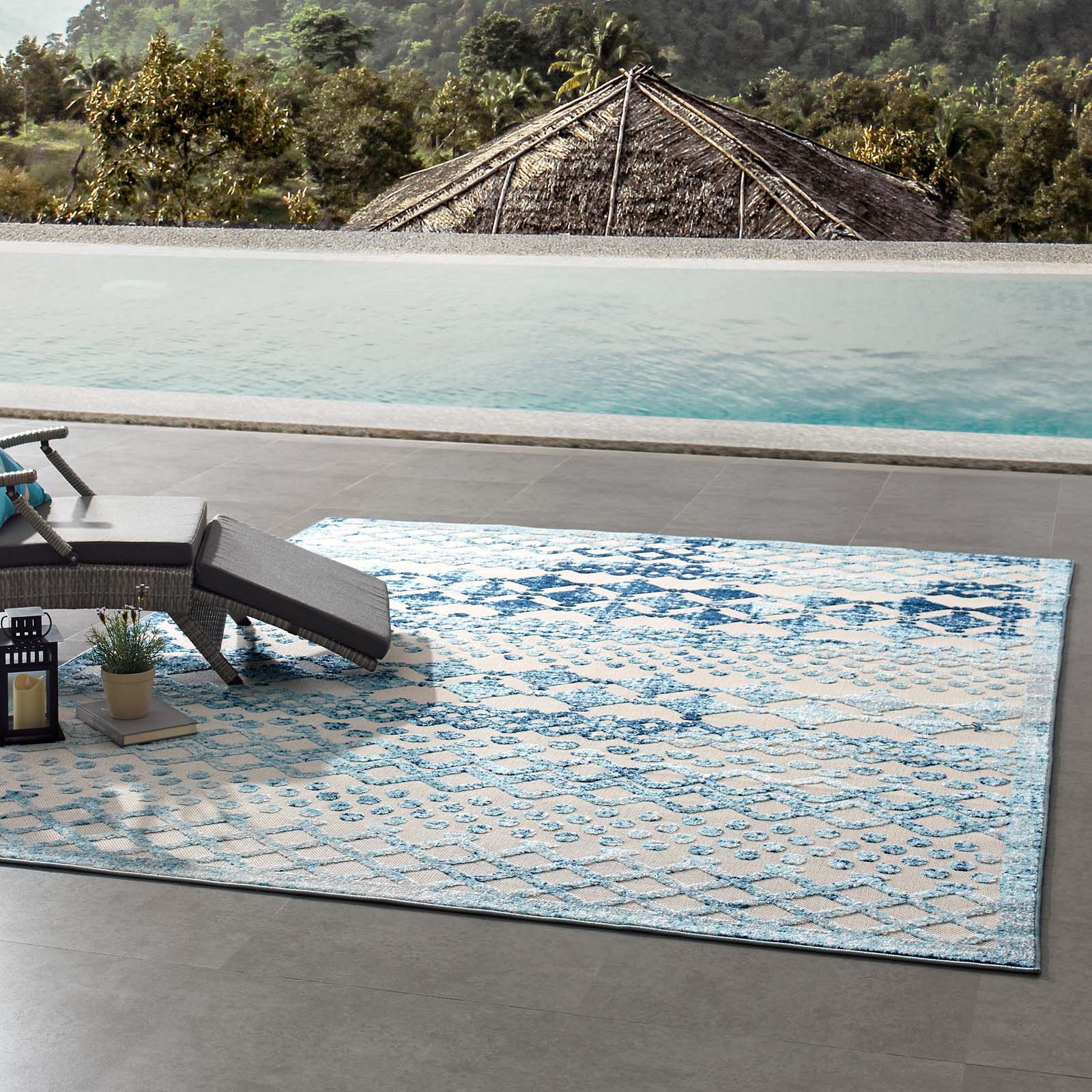 Reflect Giada Distressed Vintage Abstract Diamond Moroccan Trellis Indoor/Outdoor Area Rug