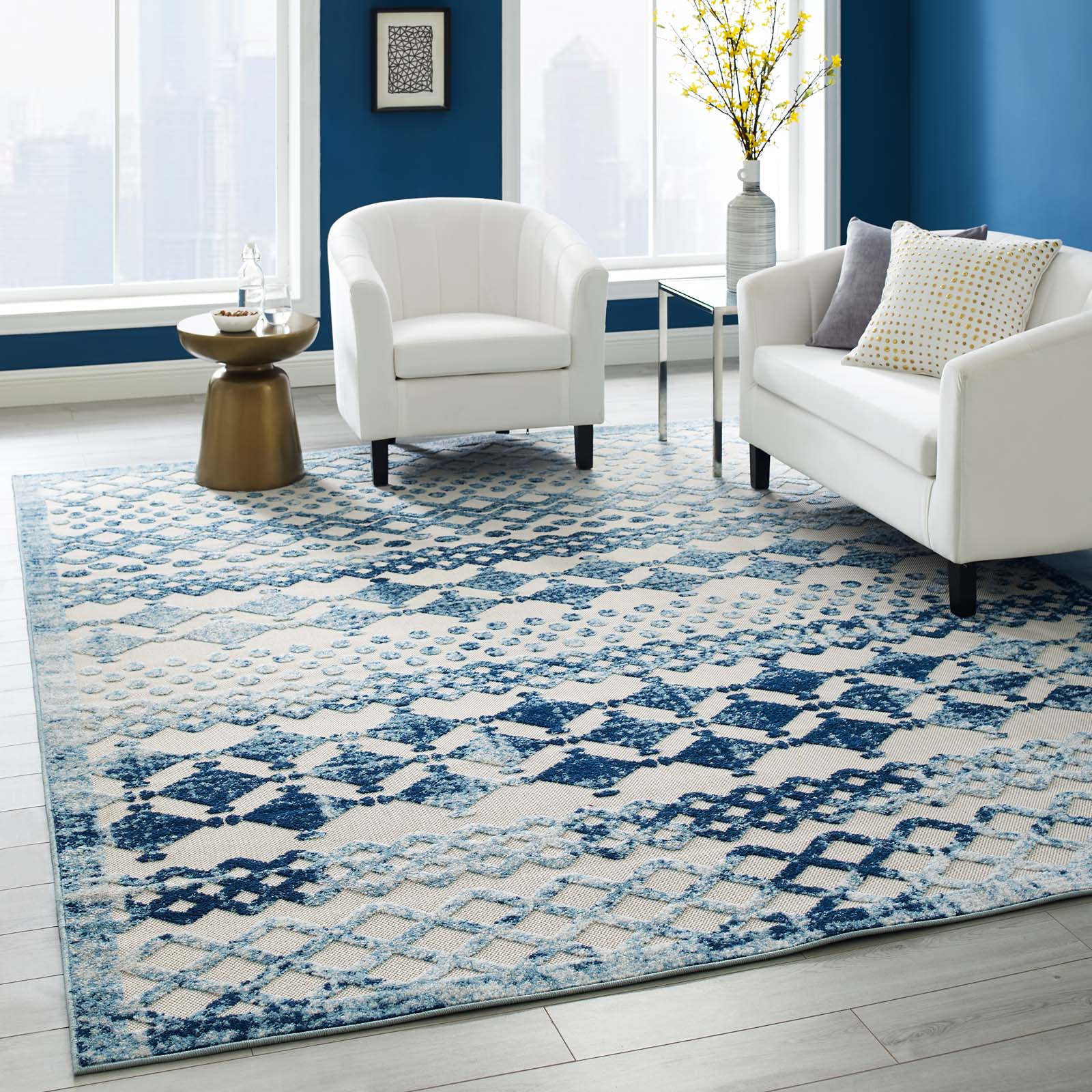 Reflect Giada Distressed Vintage Abstract Diamond Moroccan Trellis Indoor/Outdoor Area Rug