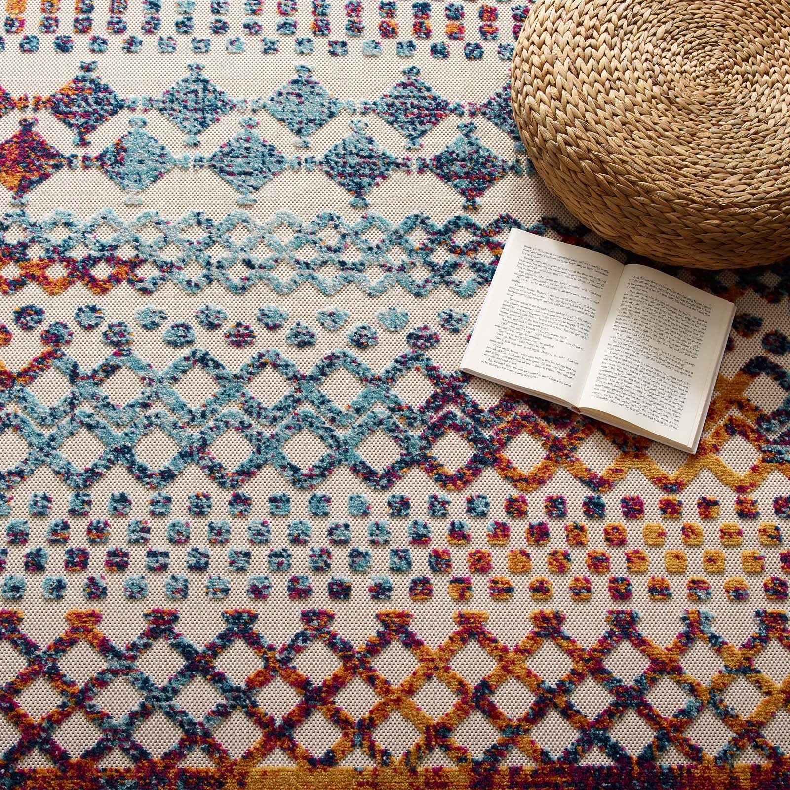 Reflect Giada Distressed Vintage Abstract Diamond Moroccan Trellis Indoor/Outdoor Area Rug