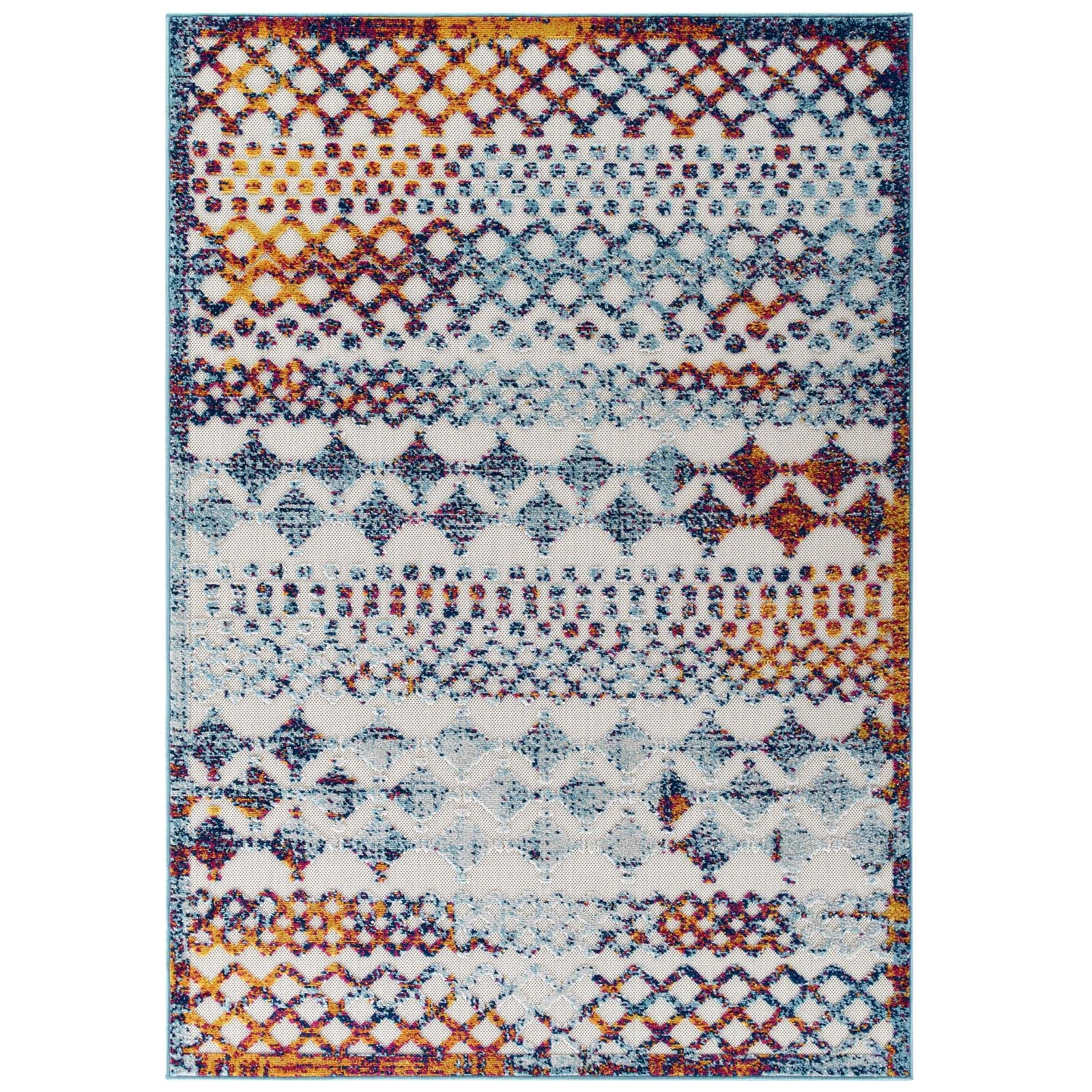 Reflect Giada Distressed Vintage Abstract Diamond Moroccan Trellis Indoor/Outdoor Area Rug