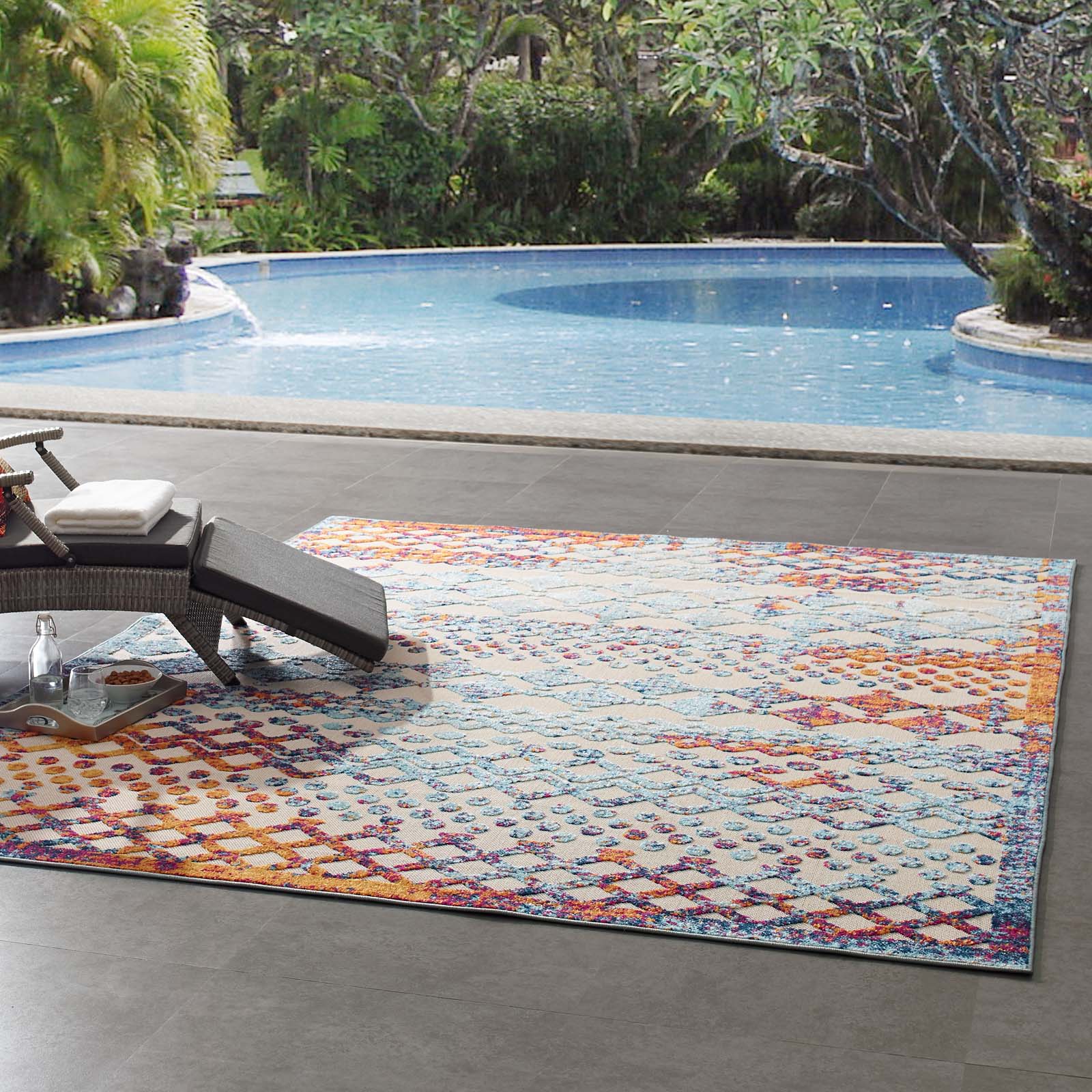 Reflect Giada Distressed Vintage Abstract Diamond Moroccan Trellis Indoor/Outdoor Area Rug