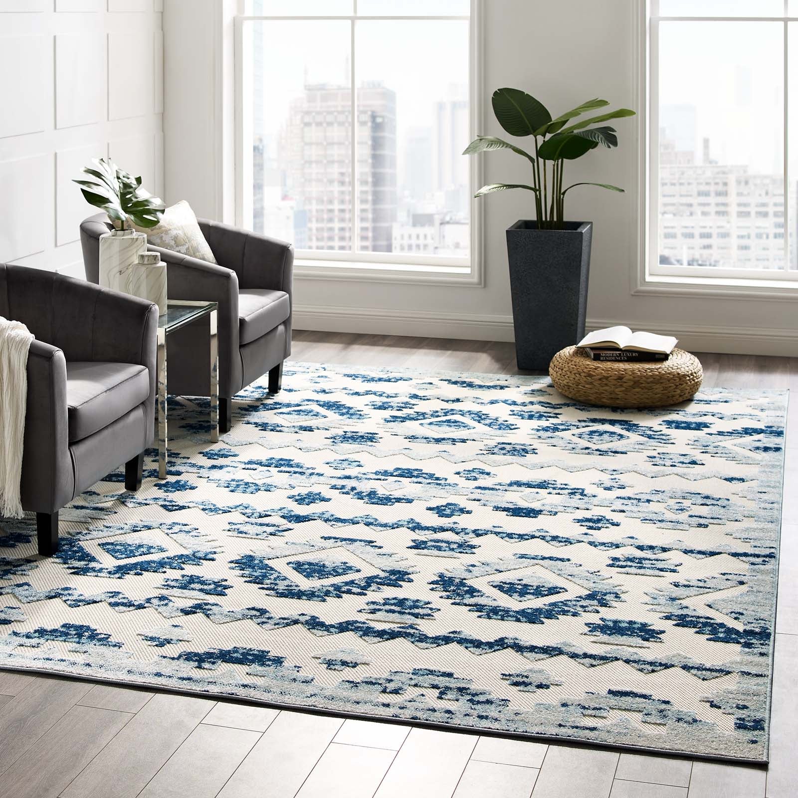 Reflect Takara Abstract Diamond Moroccan Trellis 8x10 Indoor and Outdoor Area Rug - East Shore Modern Home Furnishings