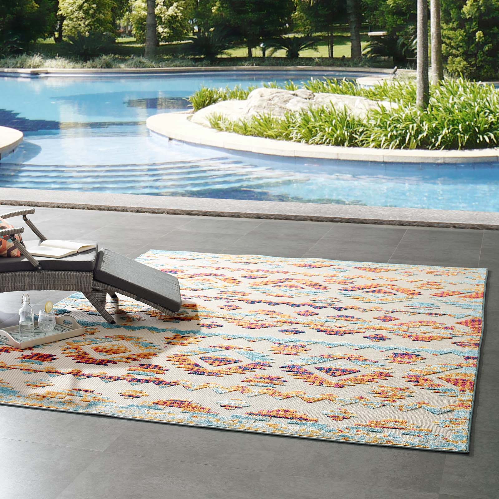 Reflect Takara Abstract Diamond Moroccan Trellis 8x10 Indoor and Outdoor Area Rug - East Shore Modern Home Furnishings