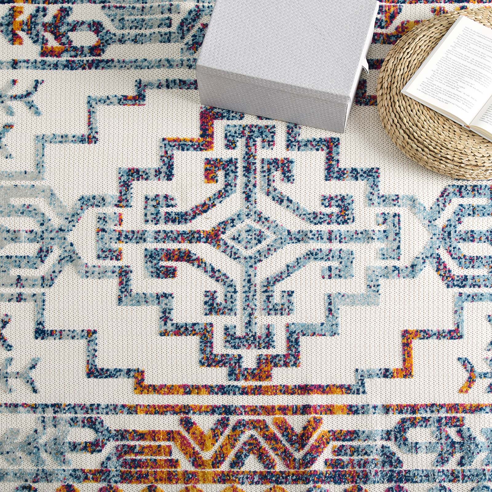 Reflect Nyssa Distressed Geometric Southwestern Aztec 5x8 Indoor/Outdoor Area Rug - East Shore Modern Home Furnishings