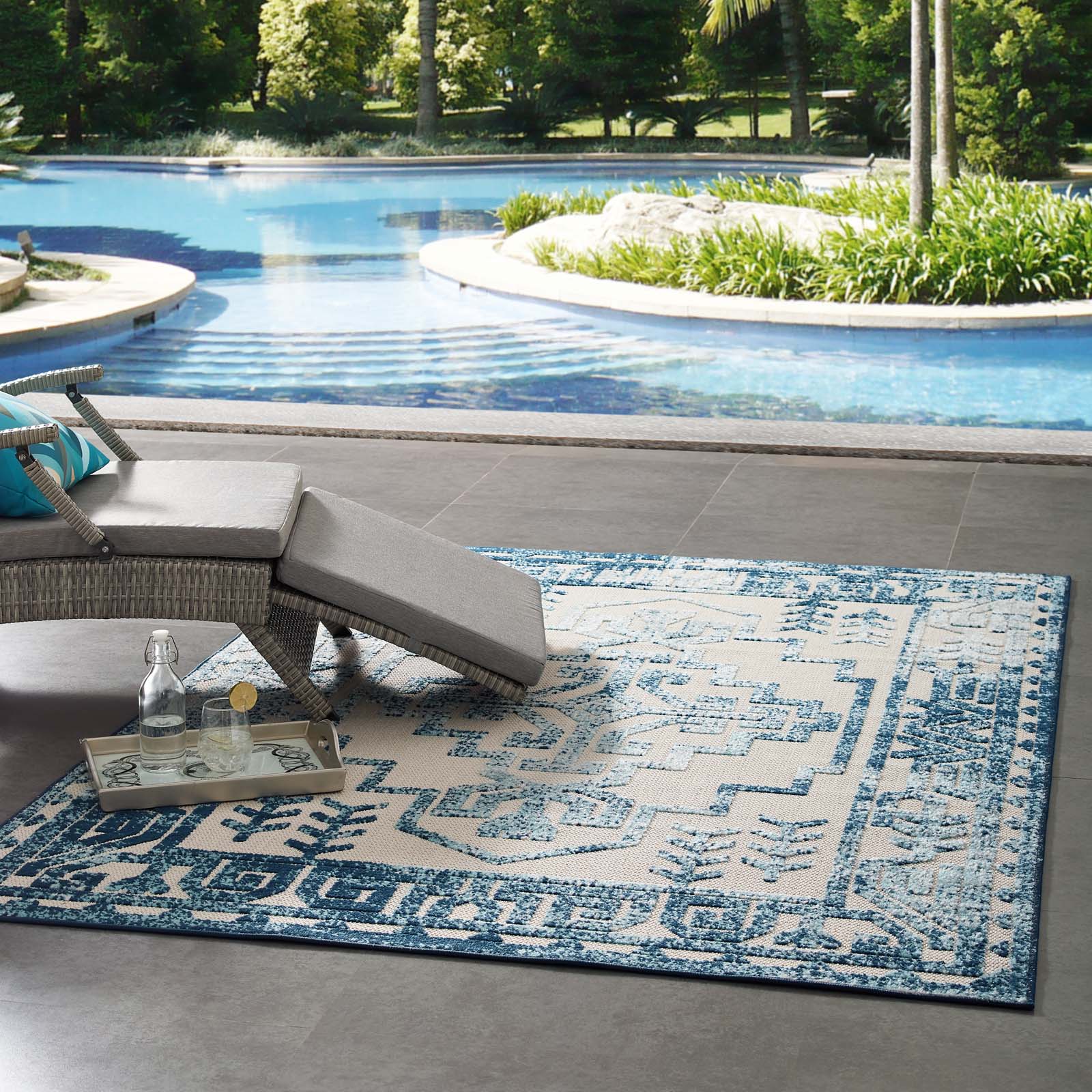 Reflect Nyssa Distressed Geometric Southwestern Aztec 5x8 Indoor/Outdoor Area Rug - East Shore Modern Home Furnishings