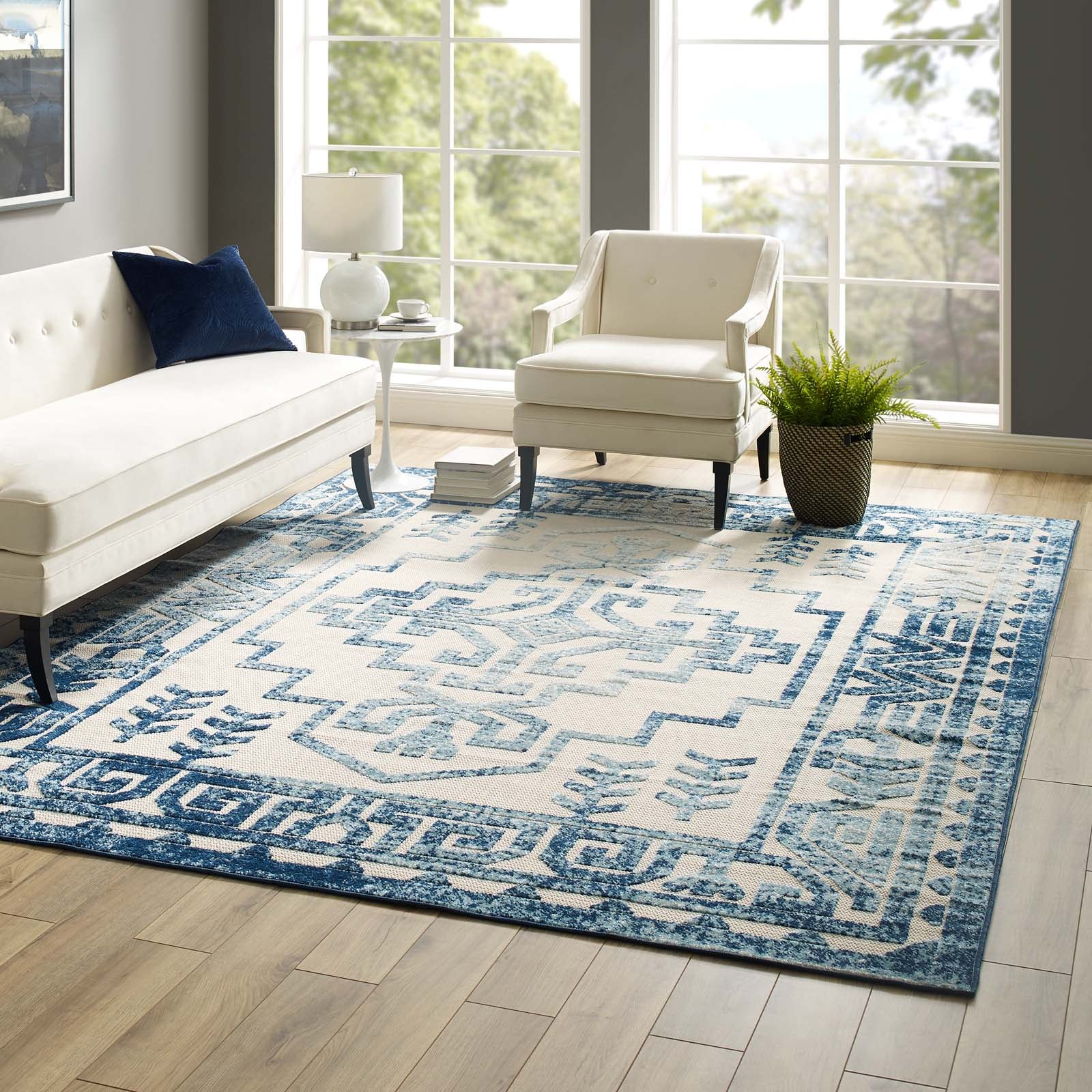 Reflect Nyssa Distressed Geometric Southwestern Aztec 8x10 Indoor/Outdoor Area Rug - East Shore Modern Home Furnishings