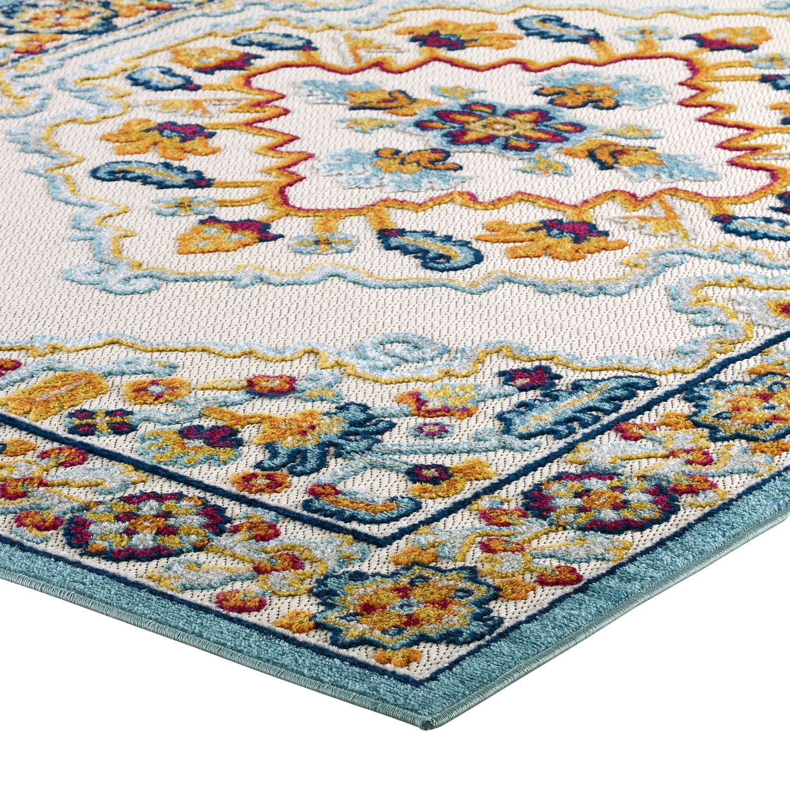 Reflect Ansel Distressed Floral Persian Medallion 5x8 Indoor and Outdoor Area Rug - East Shore Modern Home Furnishings