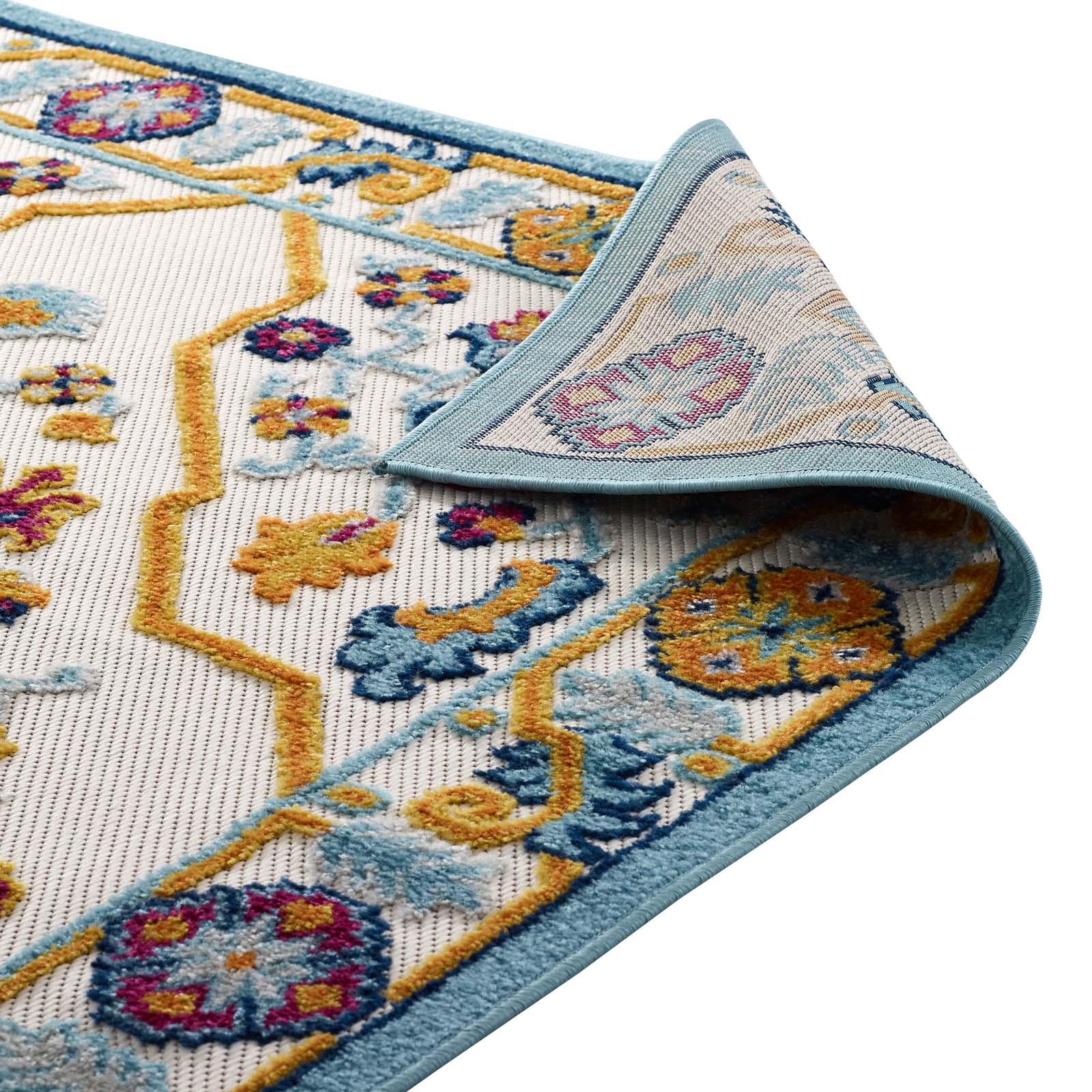 Reflect Freesia Distressed Floral Persian Medallion 5x8 Indoor and Outdoor Area Rug - East Shore Modern Home Furnishings