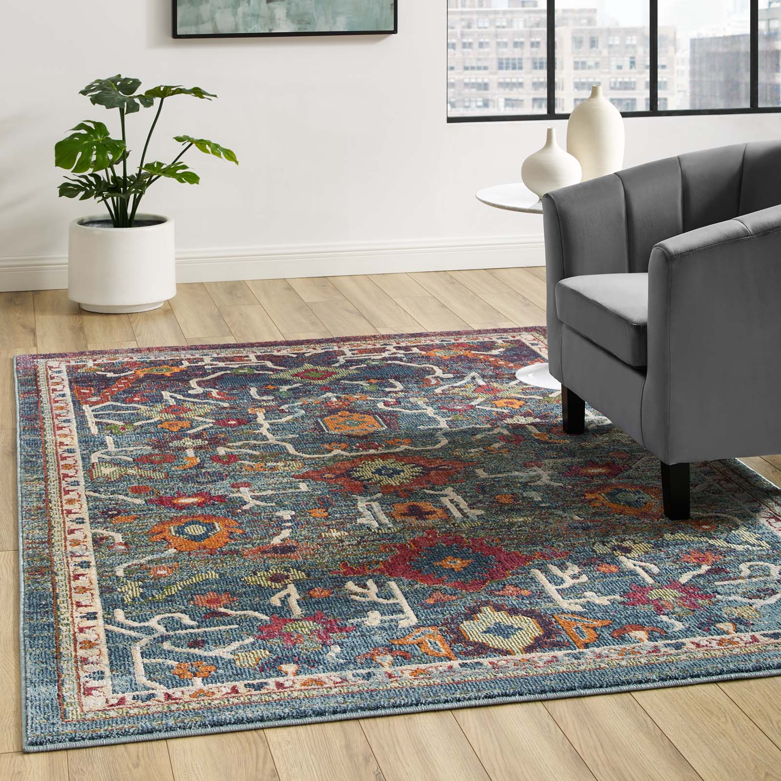Tribute Every Distressed Vintage Floral Area Rug - East Shore Modern Home Furnishings