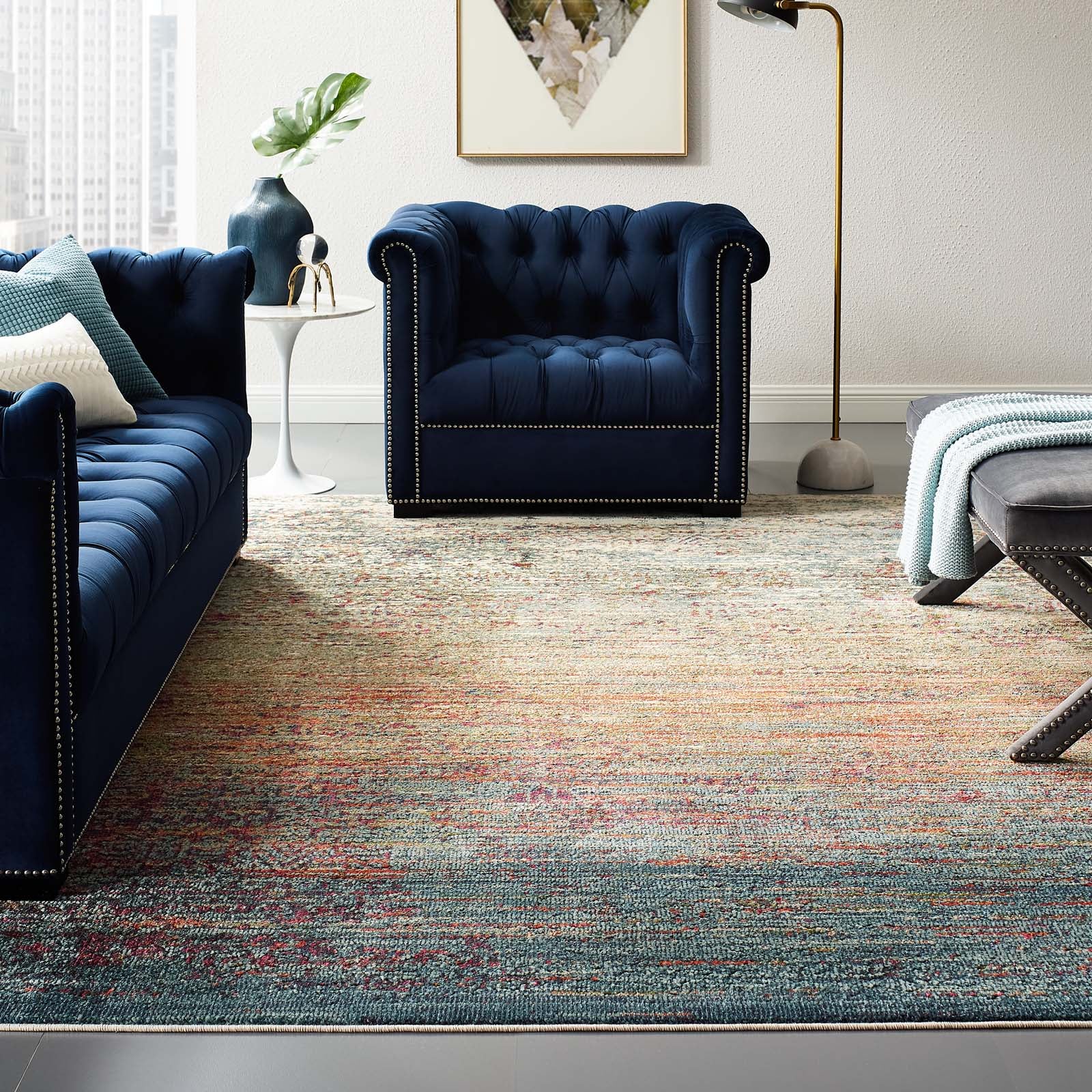 Tribute Jacinda Rustic Distressed Vintage Lattice Area Rug - East Shore Modern Home Furnishings