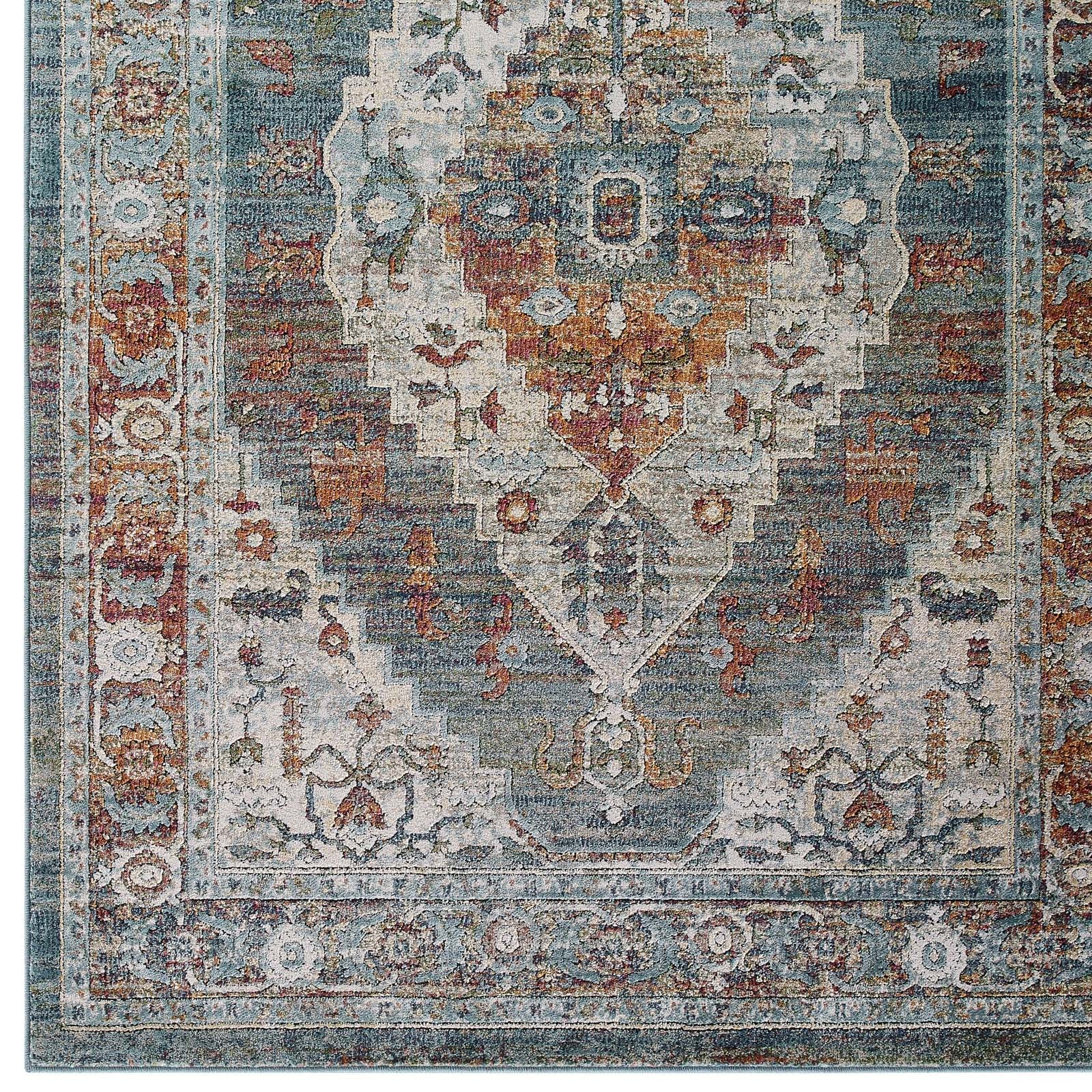 Tribute Camellia Distressed Vintage Floral Persian Medallion Area Rug - East Shore Modern Home Furnishings