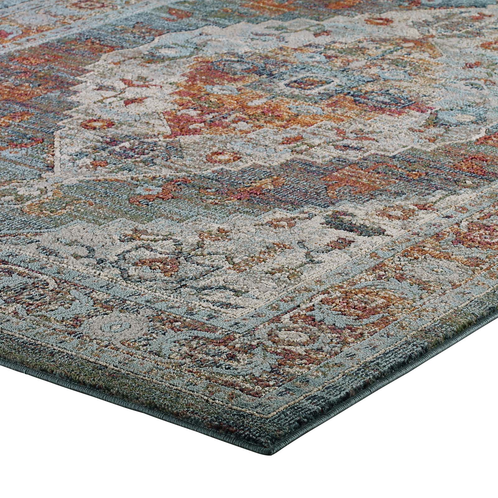 Tribute Camellia Distressed Vintage Floral Persian Medallion Area Rug - East Shore Modern Home Furnishings