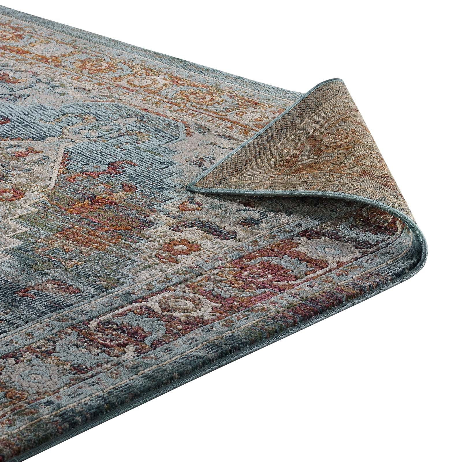 Tribute Camellia Distressed Vintage Floral Persian Medallion Area Rug - East Shore Modern Home Furnishings