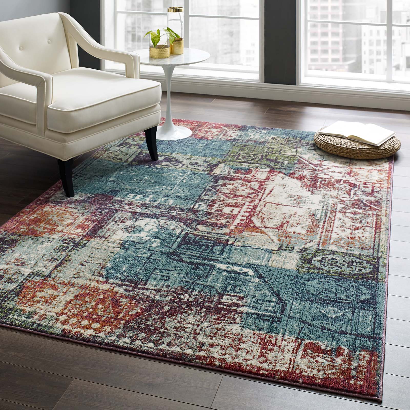 Tribute Elowen Contemporary Modern Vintage Mosaic Area Rug - East Shore Modern Home Furnishings