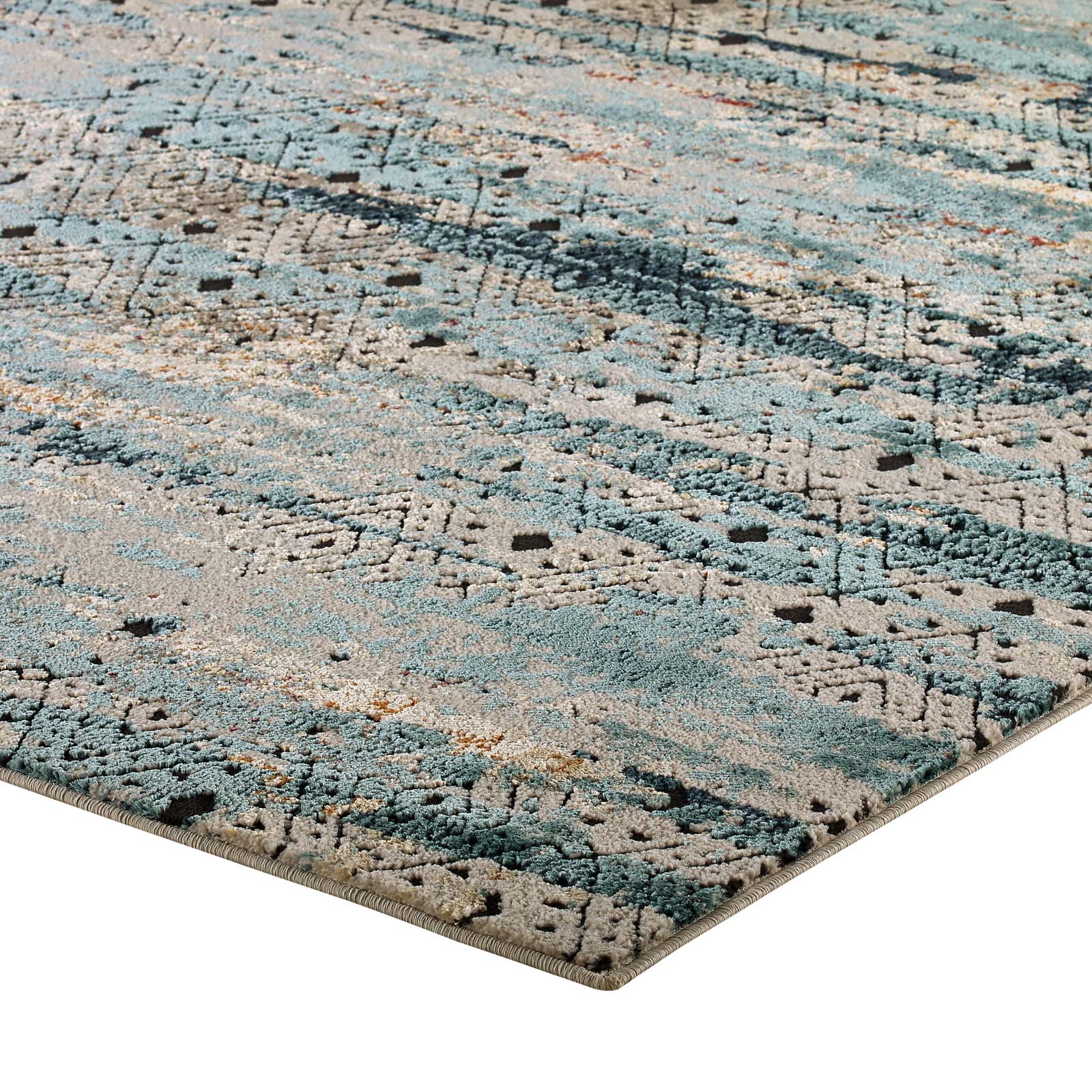 Tribute Eisley Rustic Distressed Transitional Diamond Lattice Area Rug - East Shore Modern Home Furnishings