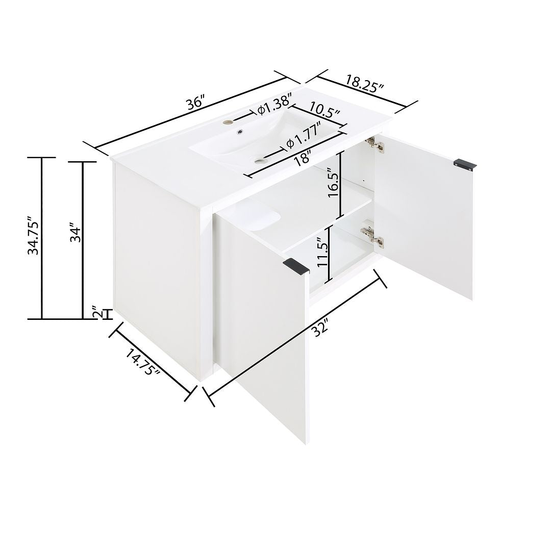 Malverne 36" Vanity Sink - East Shore Modern Home Furnishings