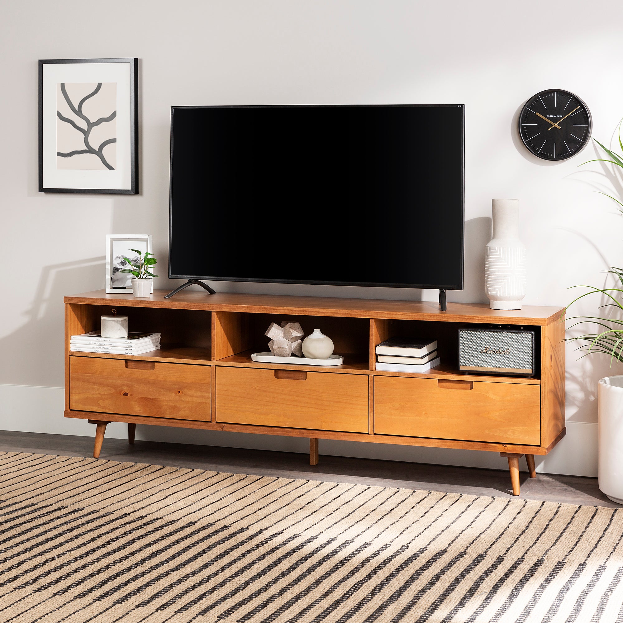 Ivy 70" 3 Drawer Solid Wood TV Stand